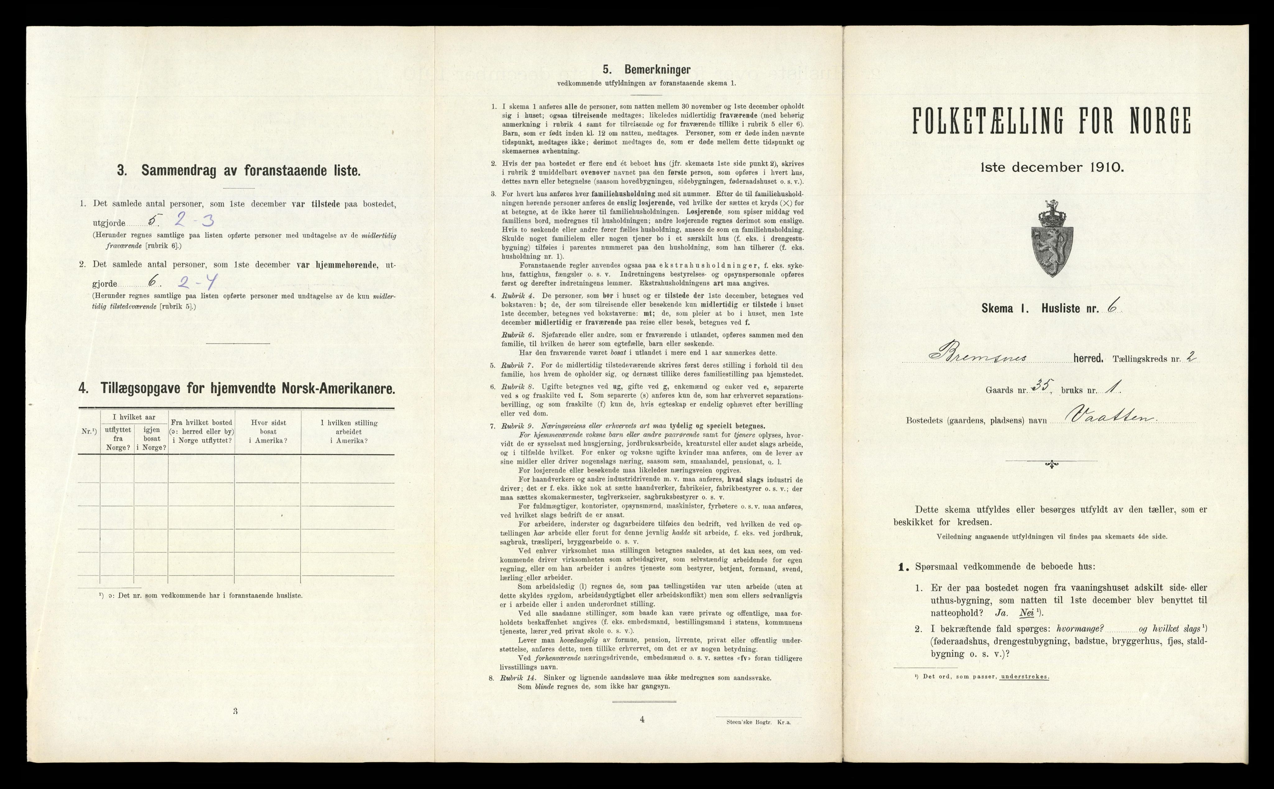 RA, 1910 census for Bremsnes, 1910, p. 248