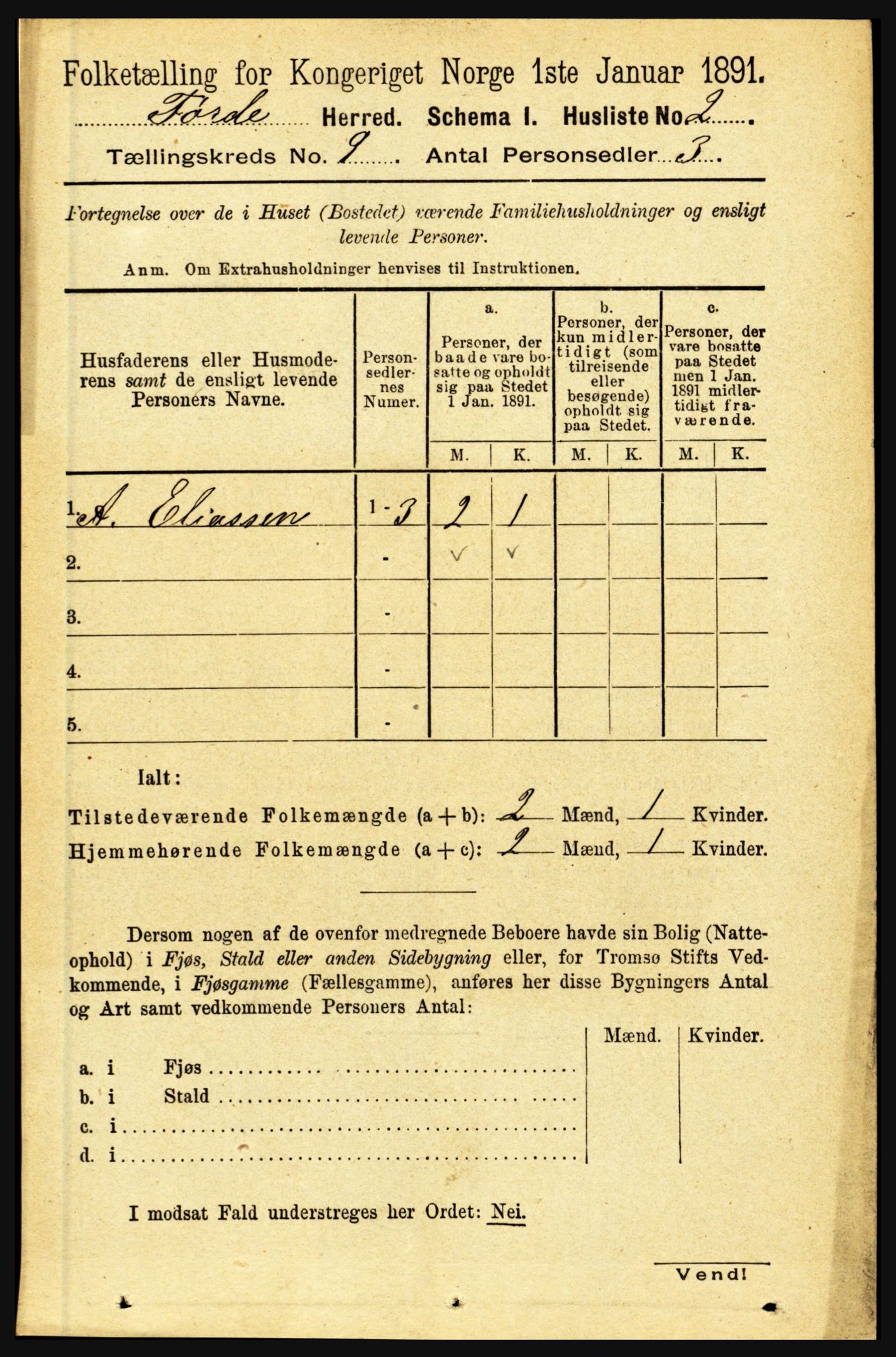 RA, 1891 census for 1432 Førde, 1891, p. 3274