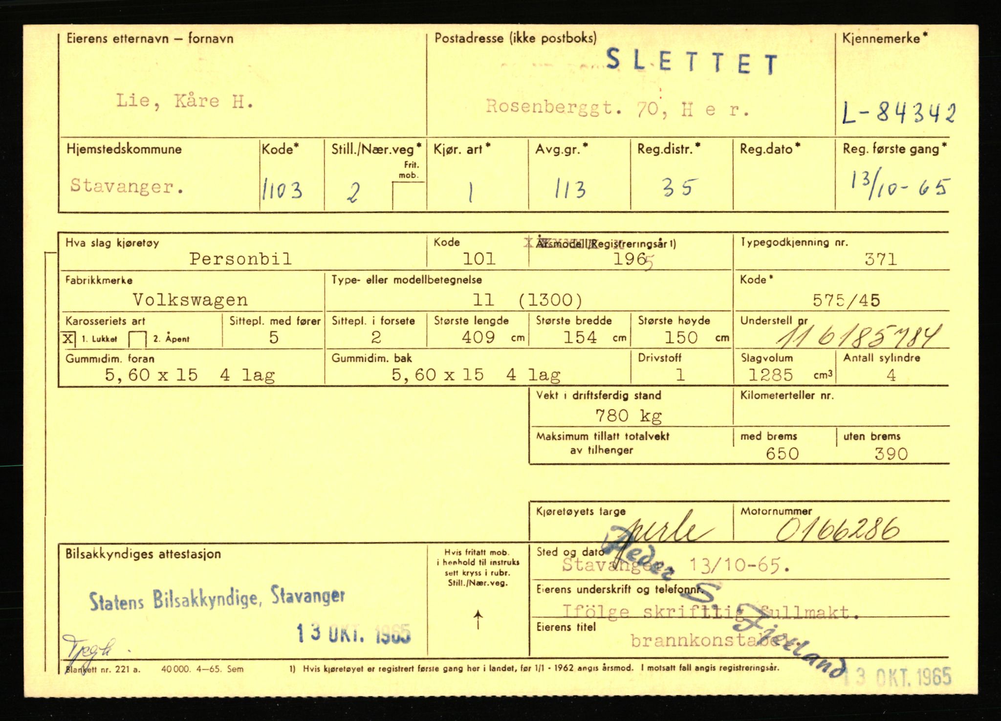 Stavanger trafikkstasjon, SAST/A-101942/0/F/L0073: L-84100 - L-86499, 1930-1971, p. 265