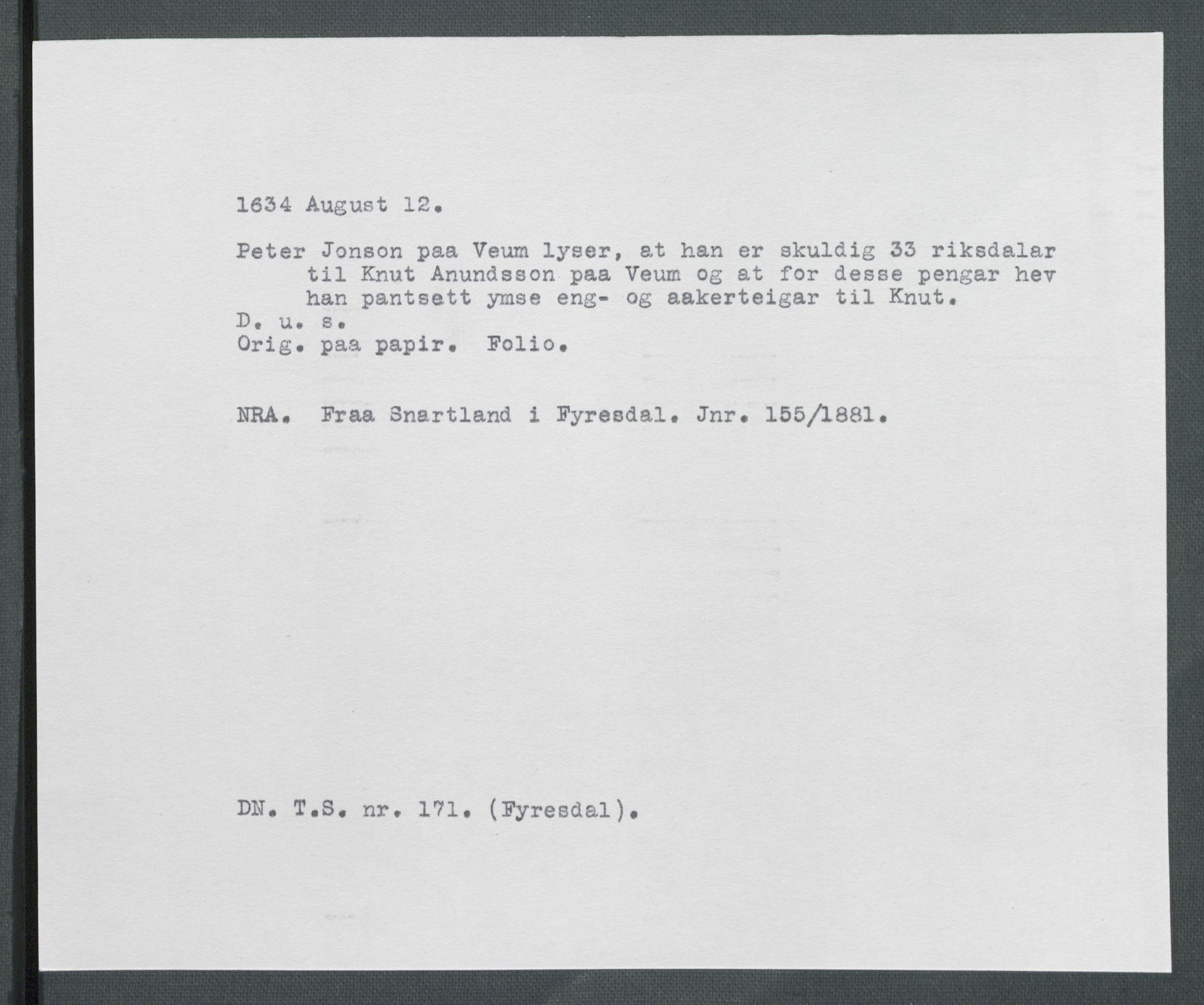 Riksarkivets diplomsamling, AV/RA-EA-5965/F02/L0146: Dokumenter, 1634, p. 3
