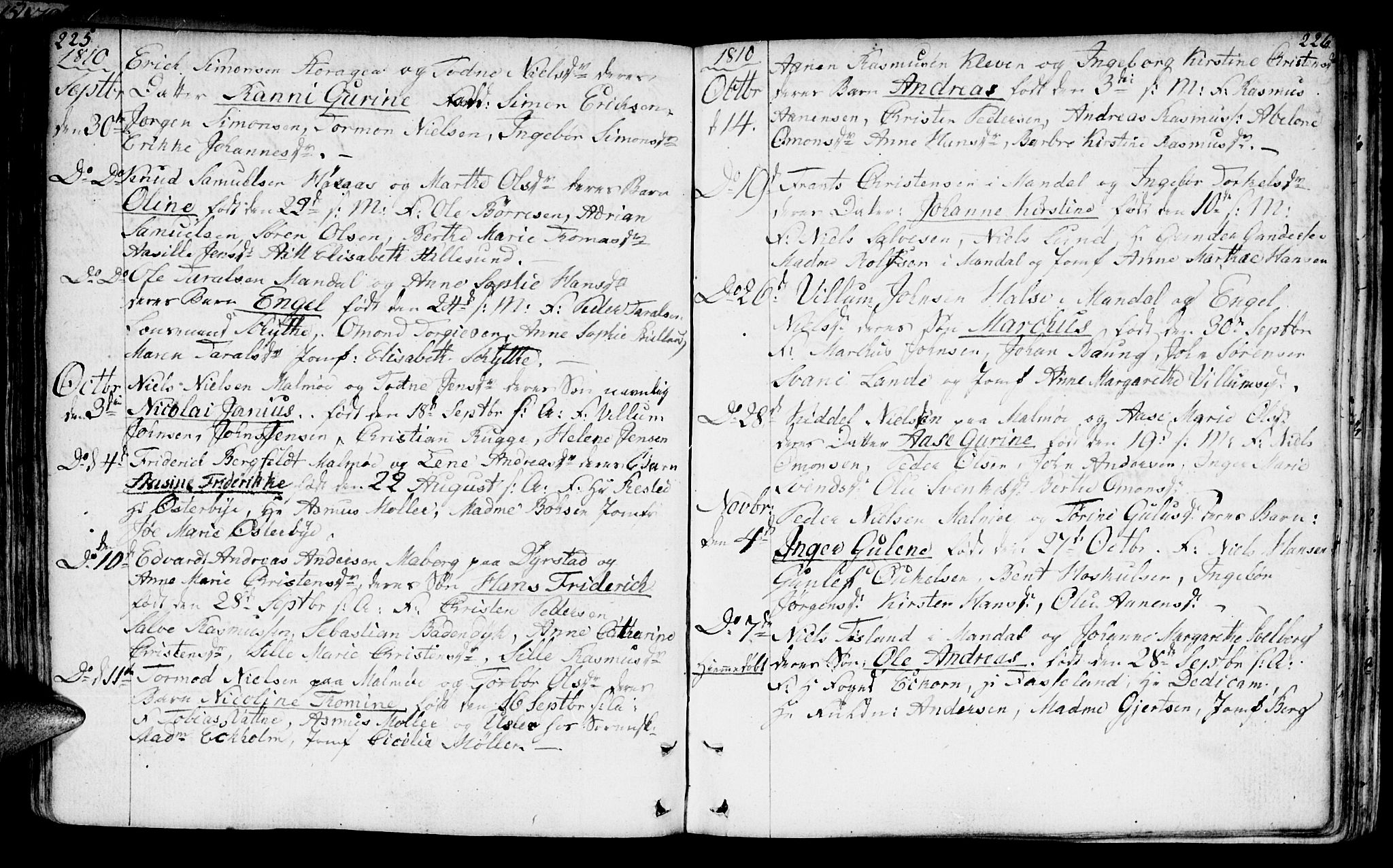Mandal sokneprestkontor, SAK/1111-0030/F/Fa/Faa/L0008: Parish register (official) no. A 8, 1794-1817, p. 225-226