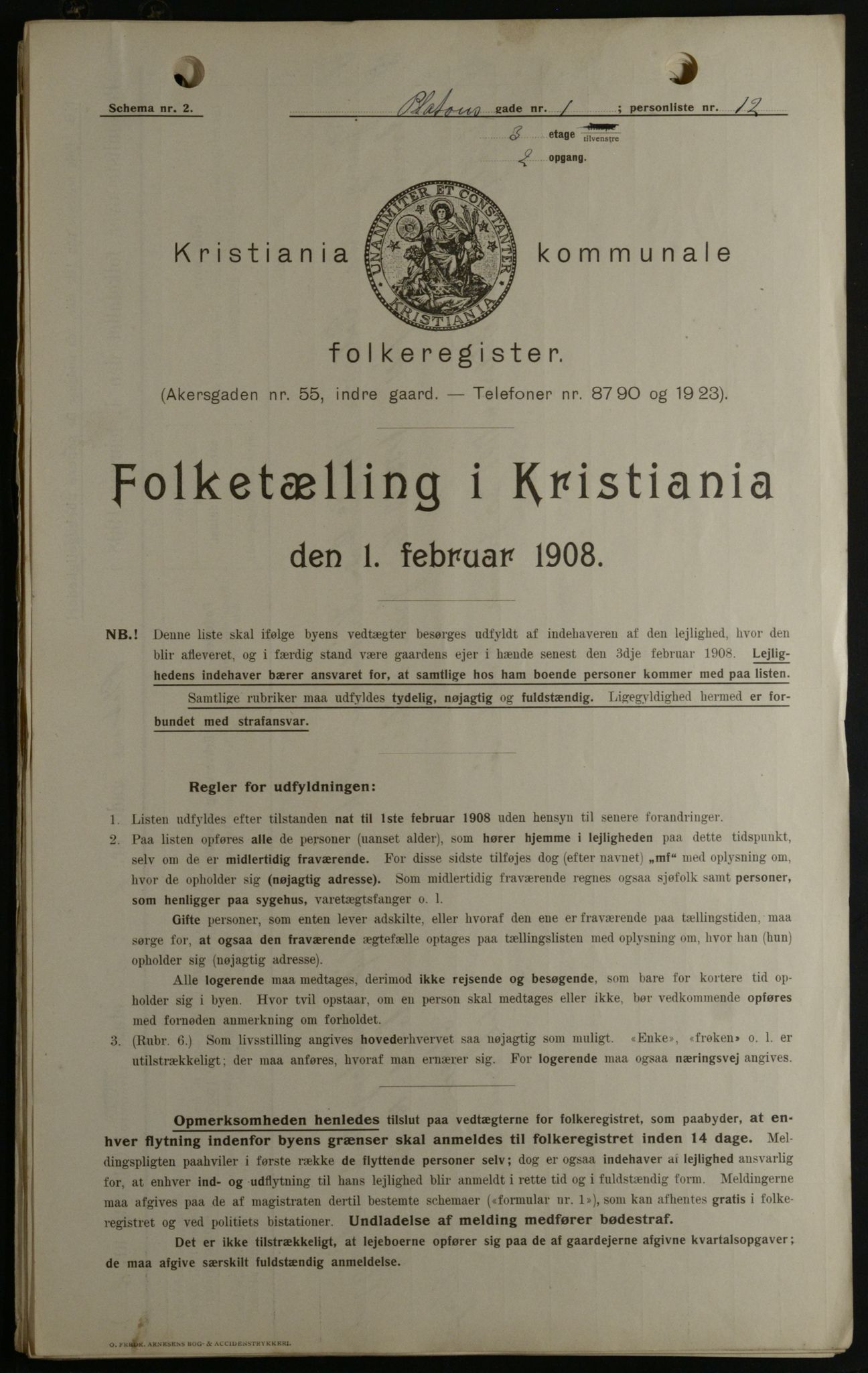 OBA, Municipal Census 1908 for Kristiania, 1908, p. 71954