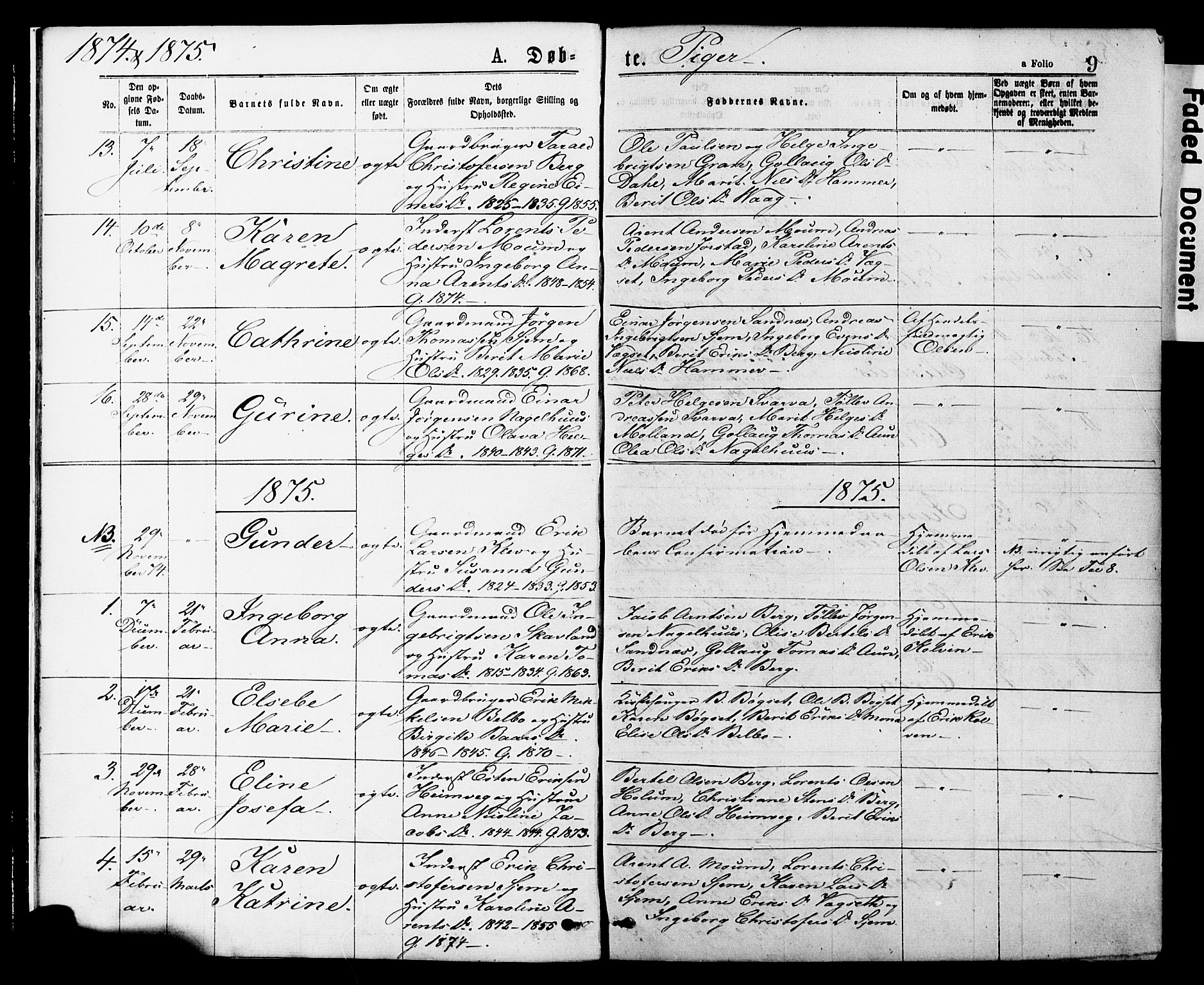 Ministerialprotokoller, klokkerbøker og fødselsregistre - Nord-Trøndelag, SAT/A-1458/749/L0473: Parish register (official) no. 749A07, 1873-1887, p. 9