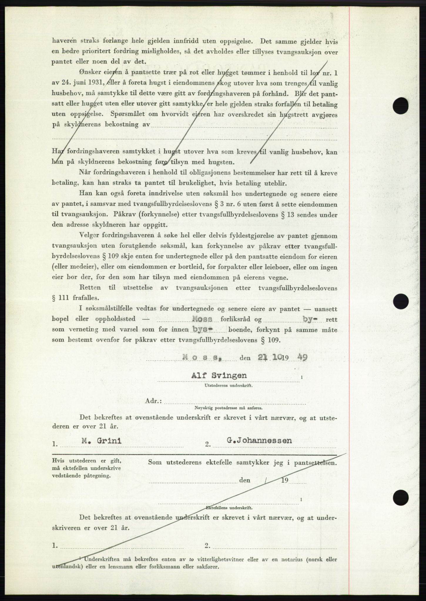 Moss sorenskriveri, AV/SAO-A-10168: Mortgage book no. B23, 1949-1950, Diary no: : 3255/1949