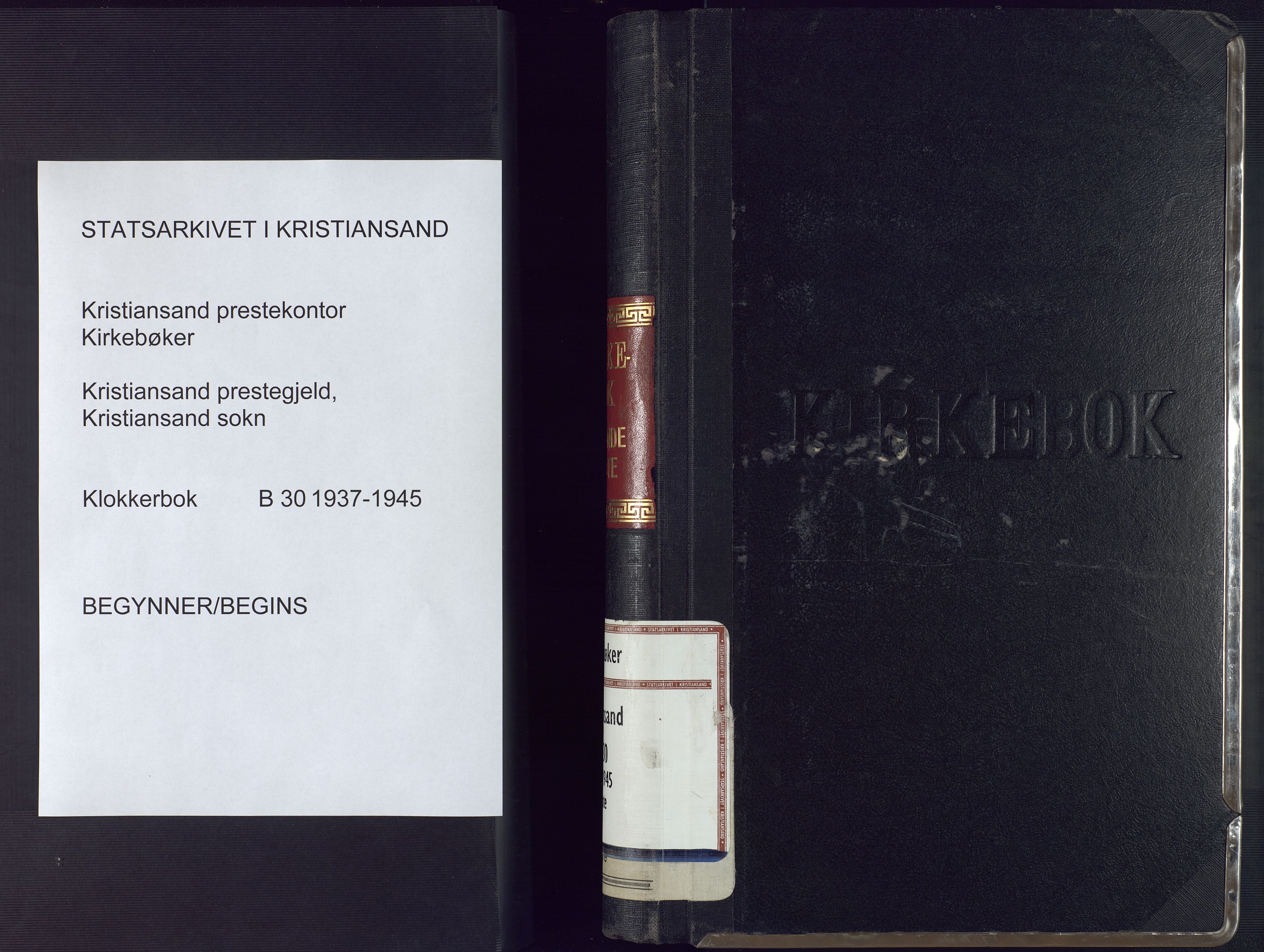 Kristiansand domprosti, AV/SAK-1112-0006/F/Fb/L0030: Parish register (copy) no. B 30, 1937-1945