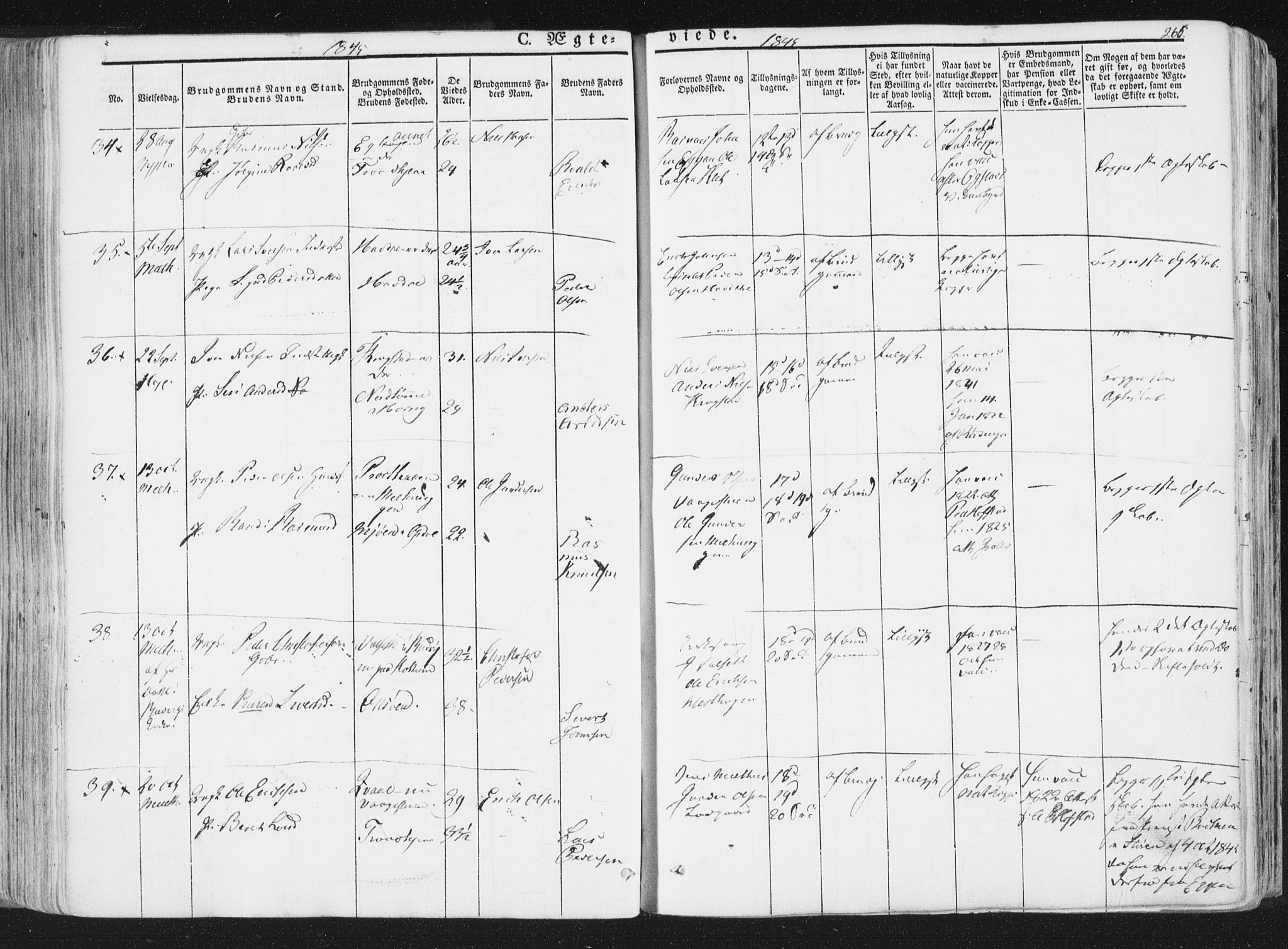 Ministerialprotokoller, klokkerbøker og fødselsregistre - Sør-Trøndelag, SAT/A-1456/691/L1074: Parish register (official) no. 691A06, 1842-1852, p. 266