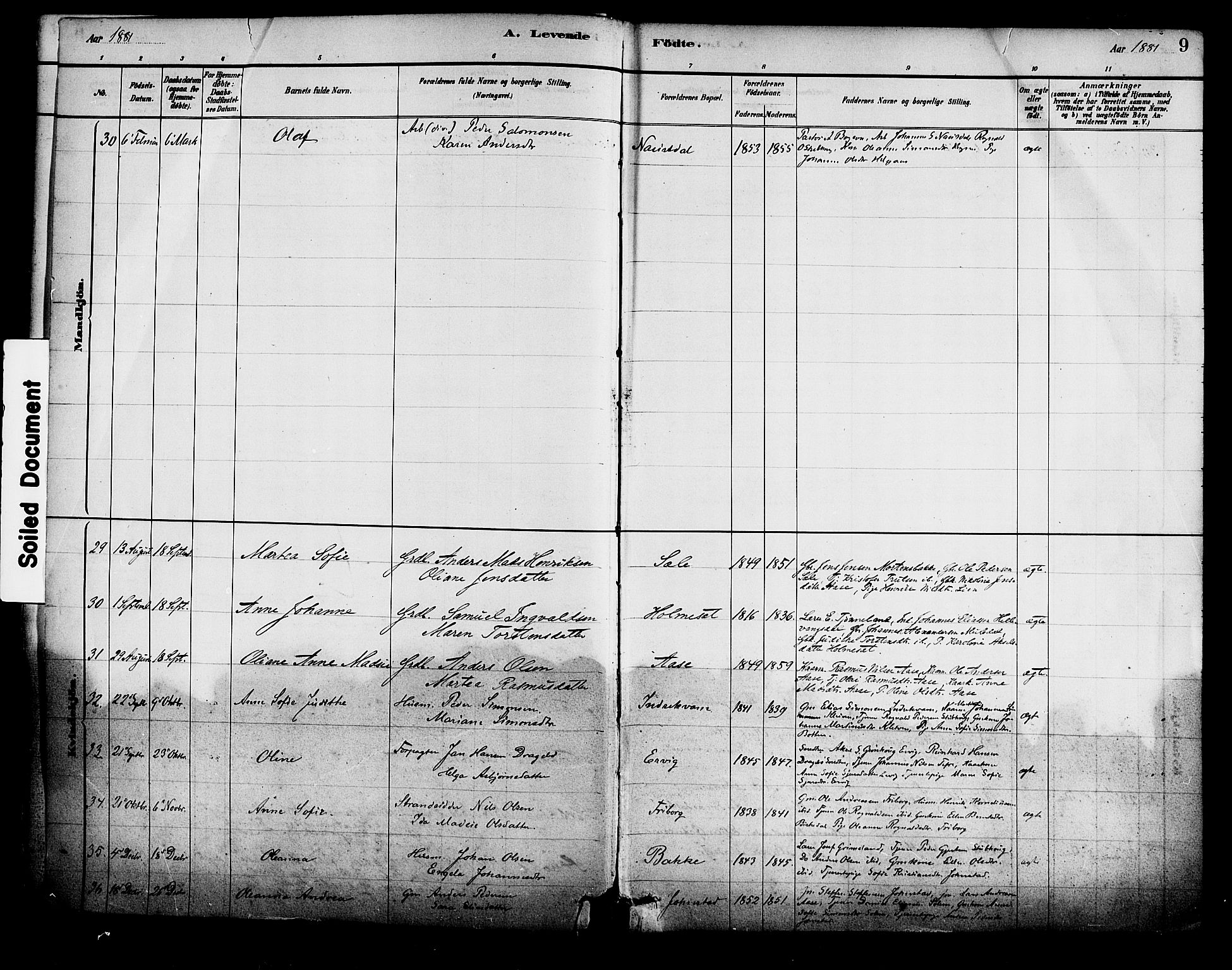 Førde sokneprestembete, SAB/A-79901/H/Haa/Haad/L0001: Parish register (official) no. D 1, 1881-1898, p. 9