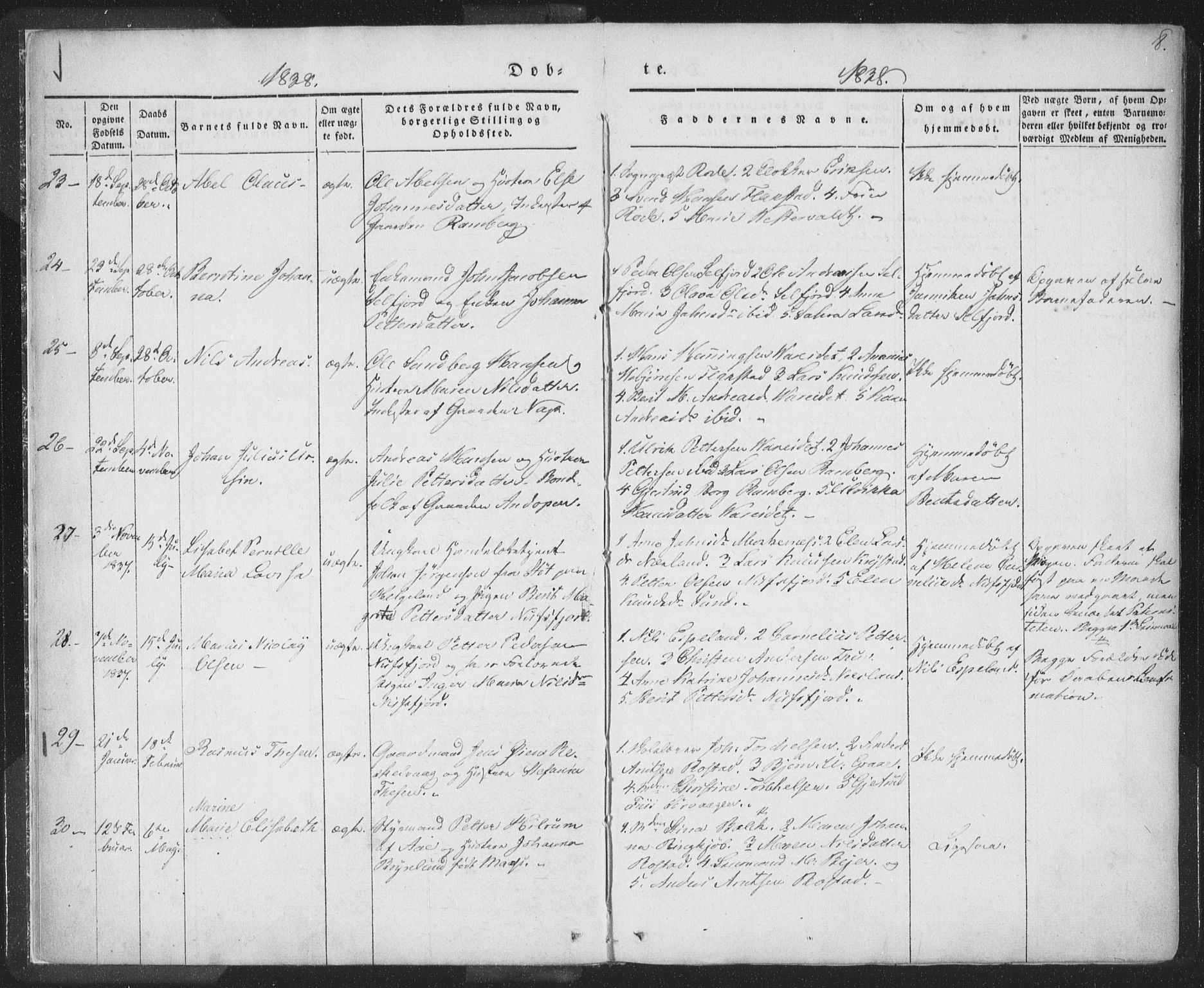 Ministerialprotokoller, klokkerbøker og fødselsregistre - Nordland, AV/SAT-A-1459/885/L1202: Parish register (official) no. 885A03, 1838-1859, p. 8