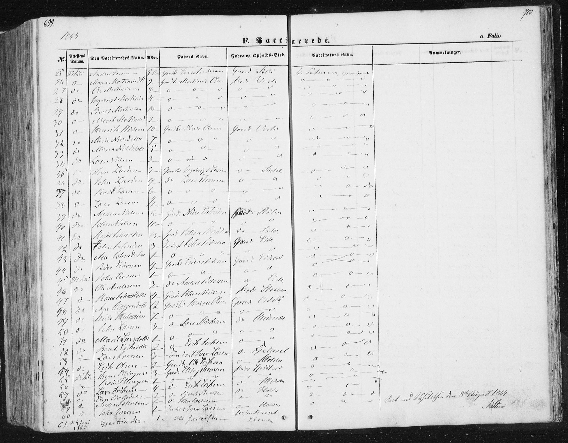 Ministerialprotokoller, klokkerbøker og fødselsregistre - Sør-Trøndelag, AV/SAT-A-1456/630/L0494: Parish register (official) no. 630A07, 1852-1868, p. 699-700