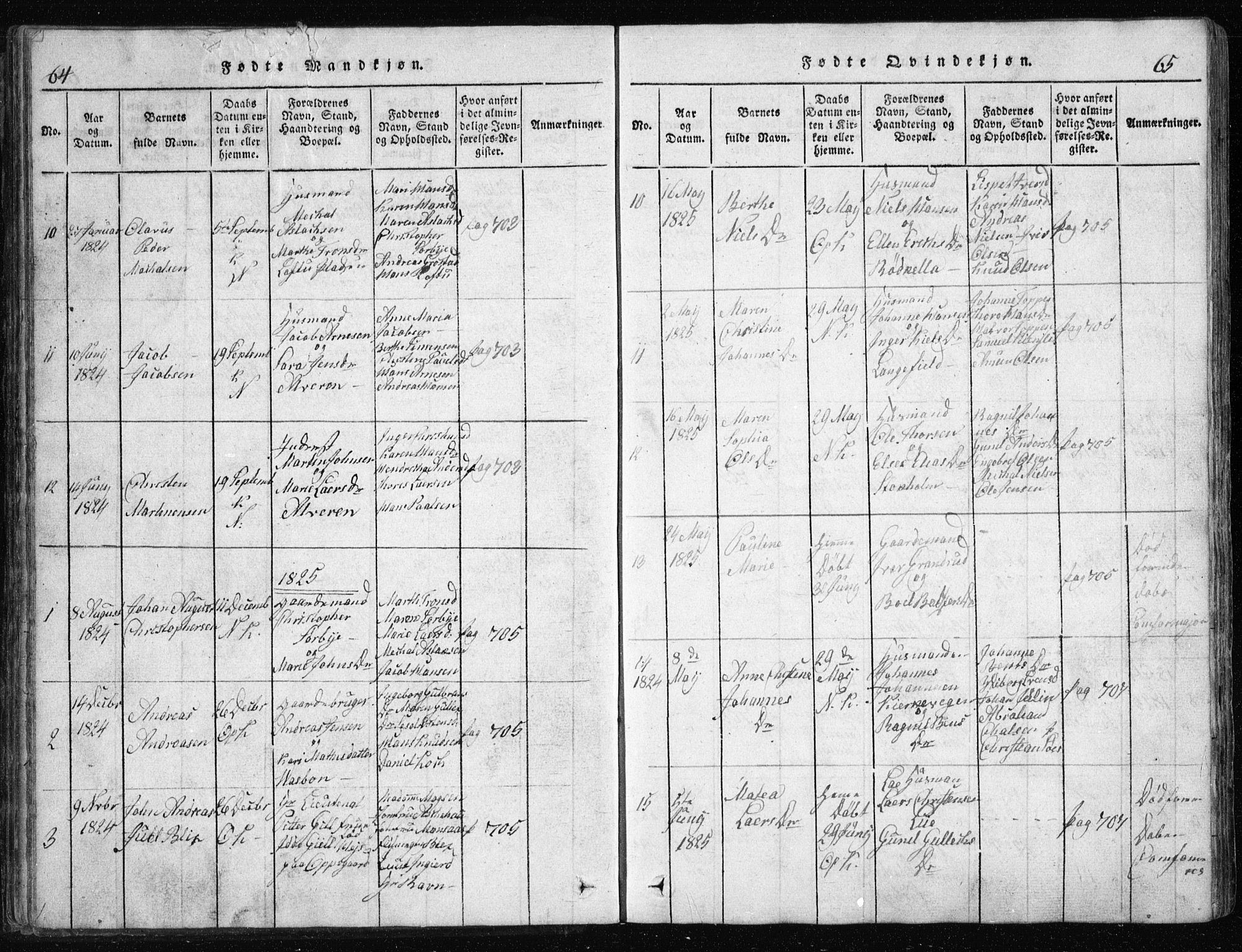 Nesodden prestekontor Kirkebøker, AV/SAO-A-10013/G/Ga/L0001: Parish register (copy) no. I 1, 1814-1847, p. 64-65