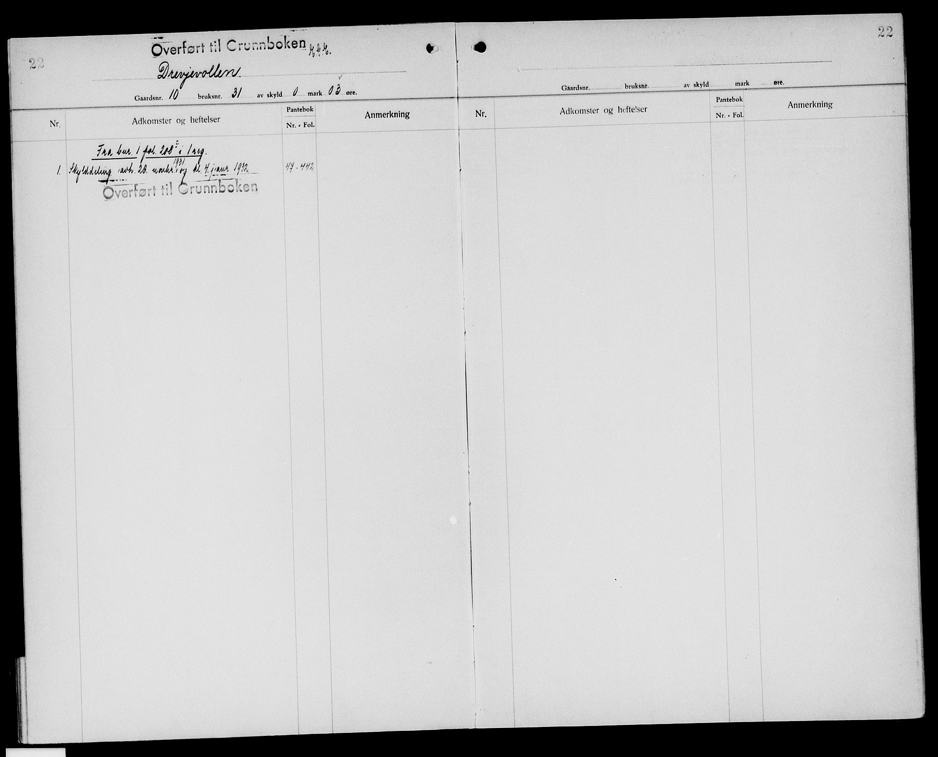 Sør-Østerdal sorenskriveri, AV/SAH-TING-018/H/Ha/Hab/L0046: Mortgage register no. 7, 1931-1950, p. 22