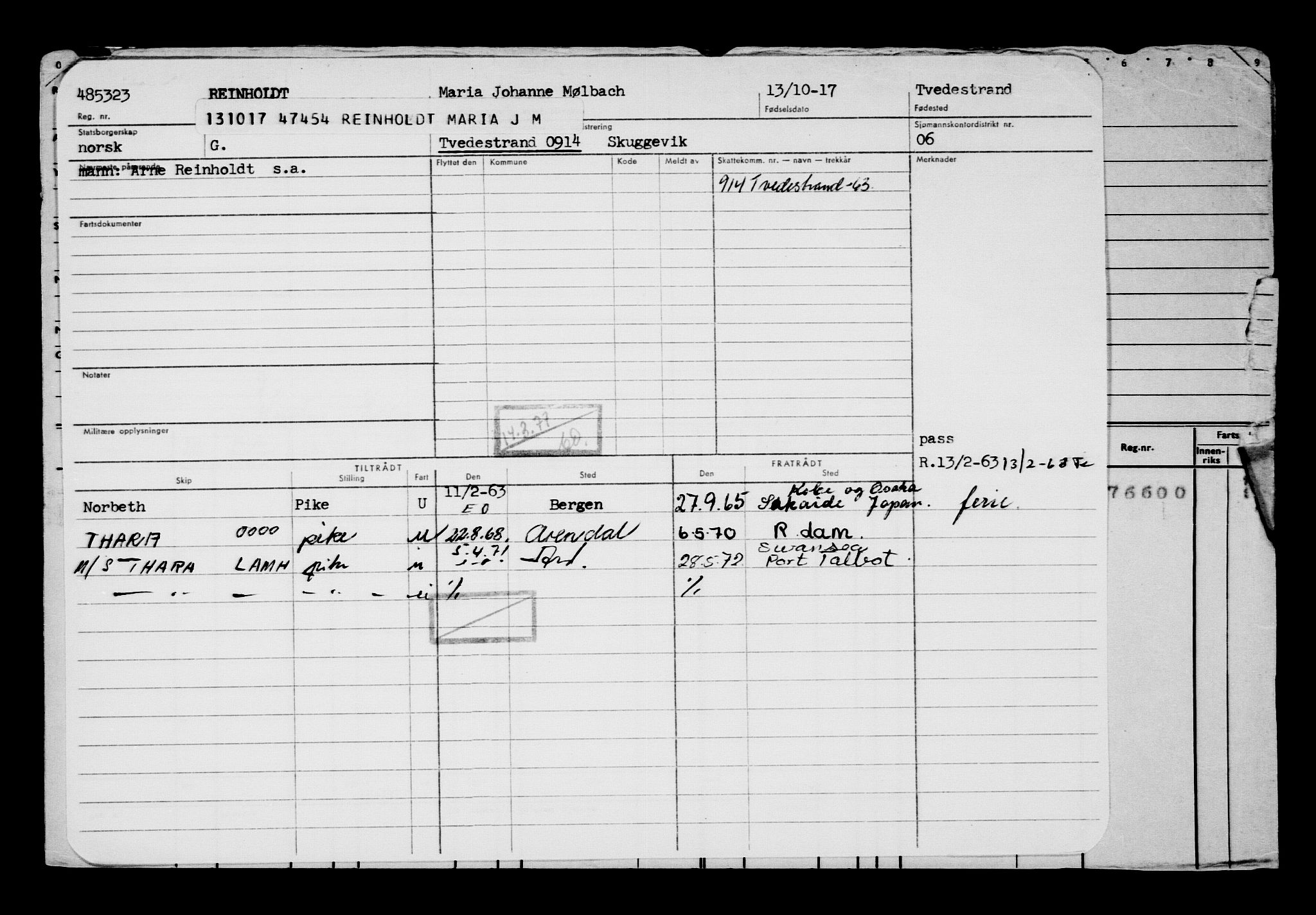 Direktoratet for sjømenn, AV/RA-S-3545/G/Gb/L0152: Hovedkort, 1917, p. 495