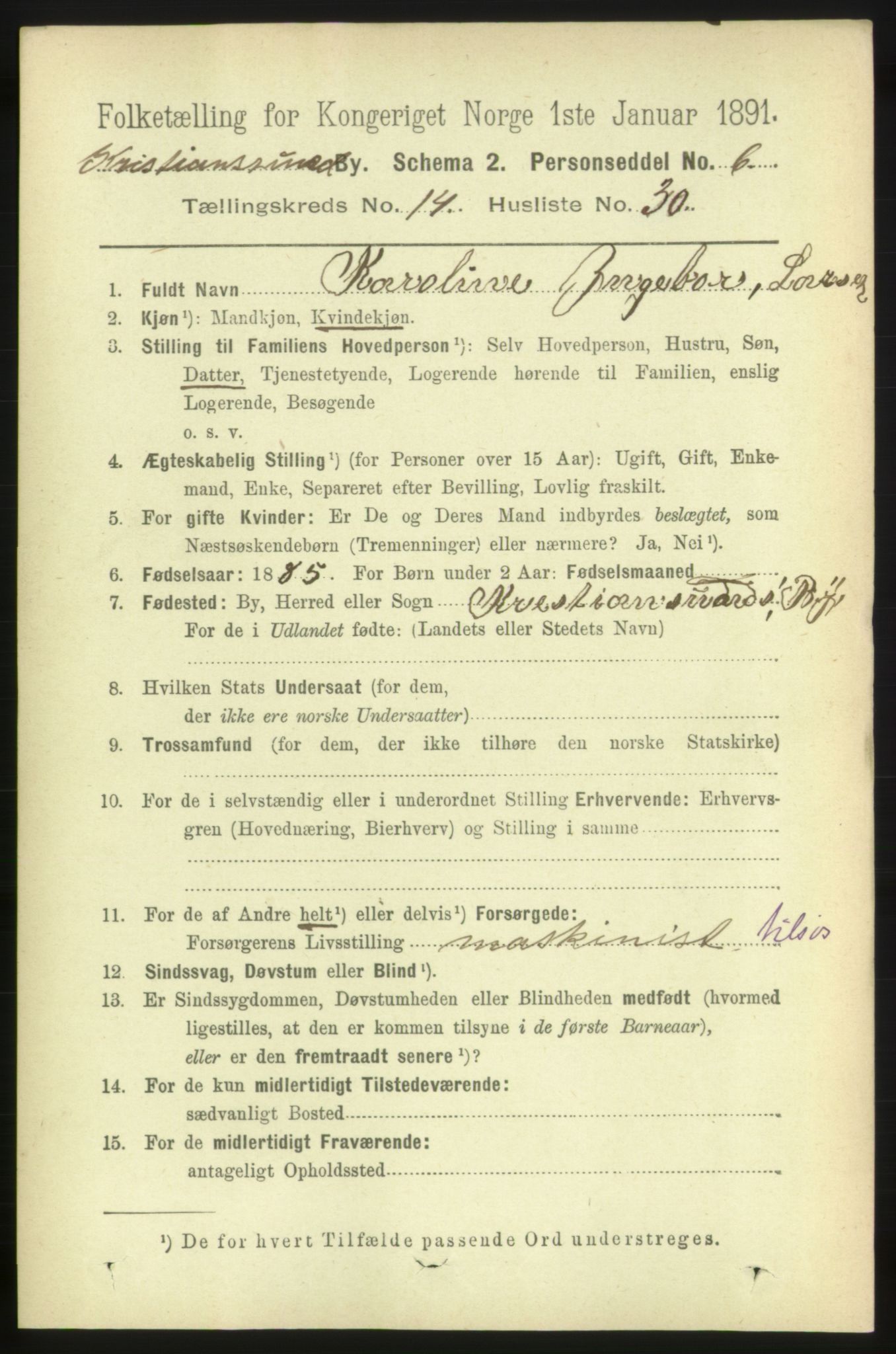 RA, 1891 census for 1503 Kristiansund, 1891, p. 10592