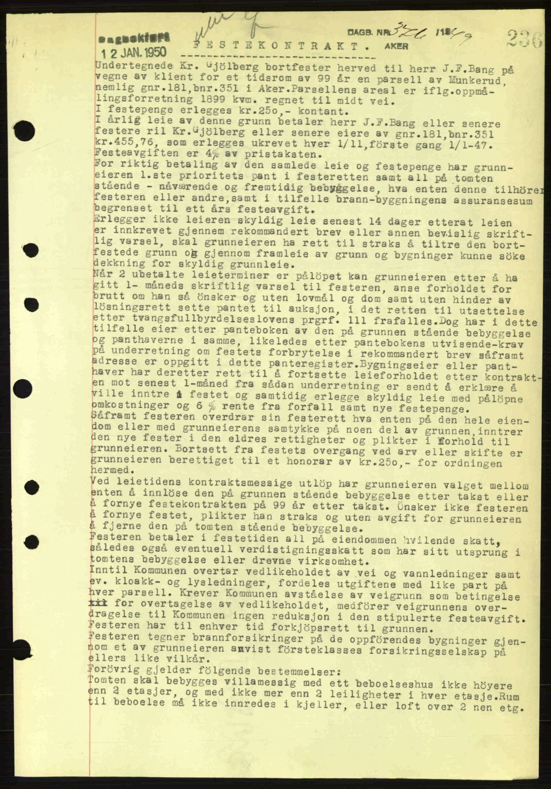Oslo byskriverembete, AV/SAO-A-10227/G/Gb/Gbd/Gbda/L0017: Mortgage book no. A215, 1949-1950, Diary no: : 376/1950