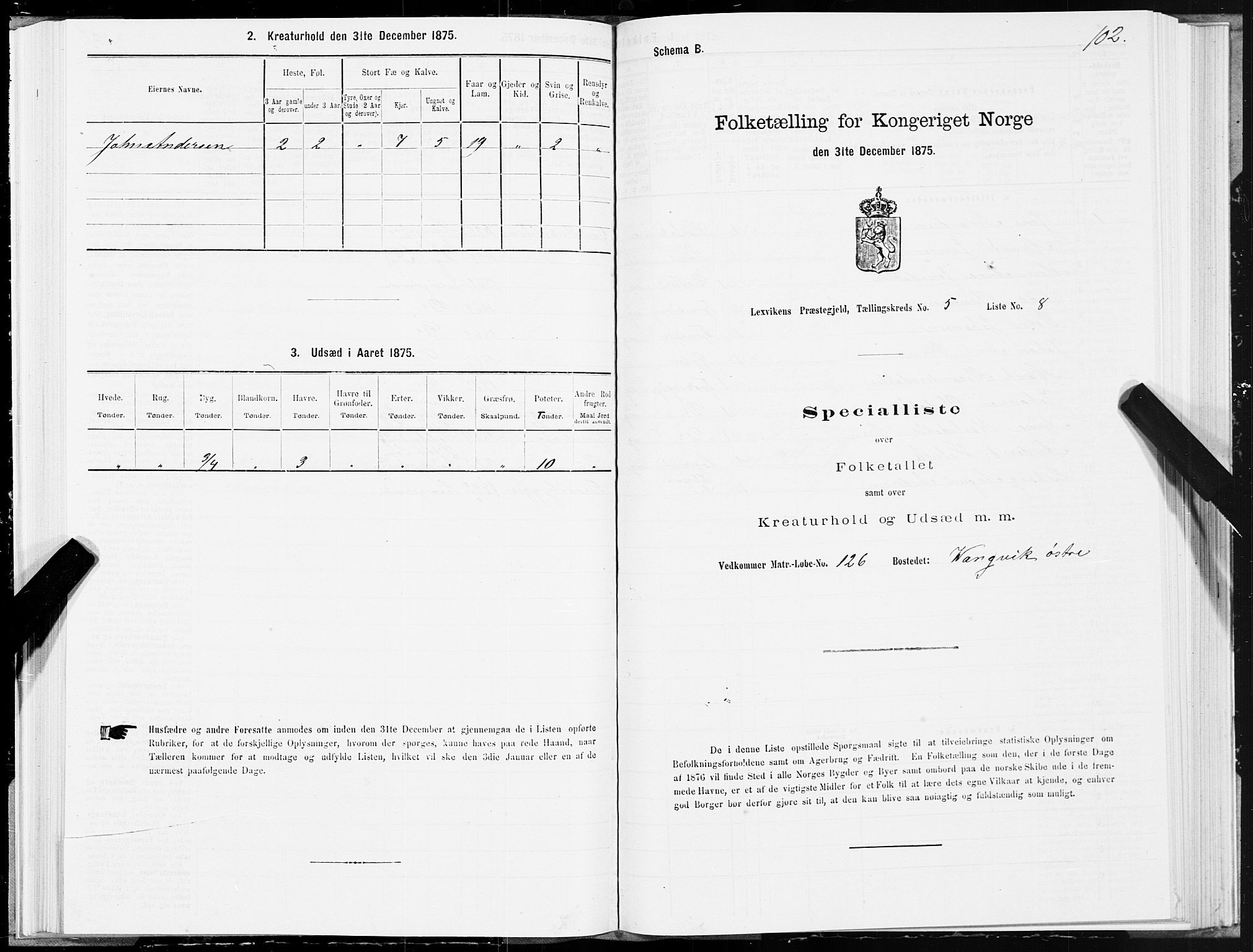 SAT, 1875 census for 1718P Leksvik, 1875, p. 3102