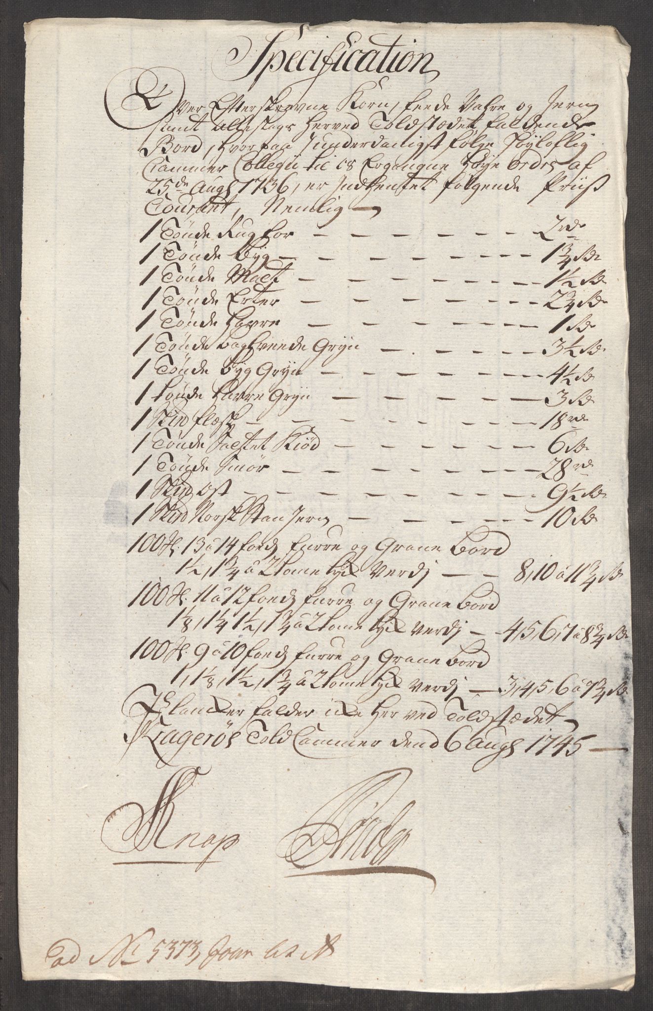 Rentekammeret inntil 1814, Realistisk ordnet avdeling, AV/RA-EA-4070/Oe/L0003: [Ø1]: Priskuranter, 1745-1748, p. 139