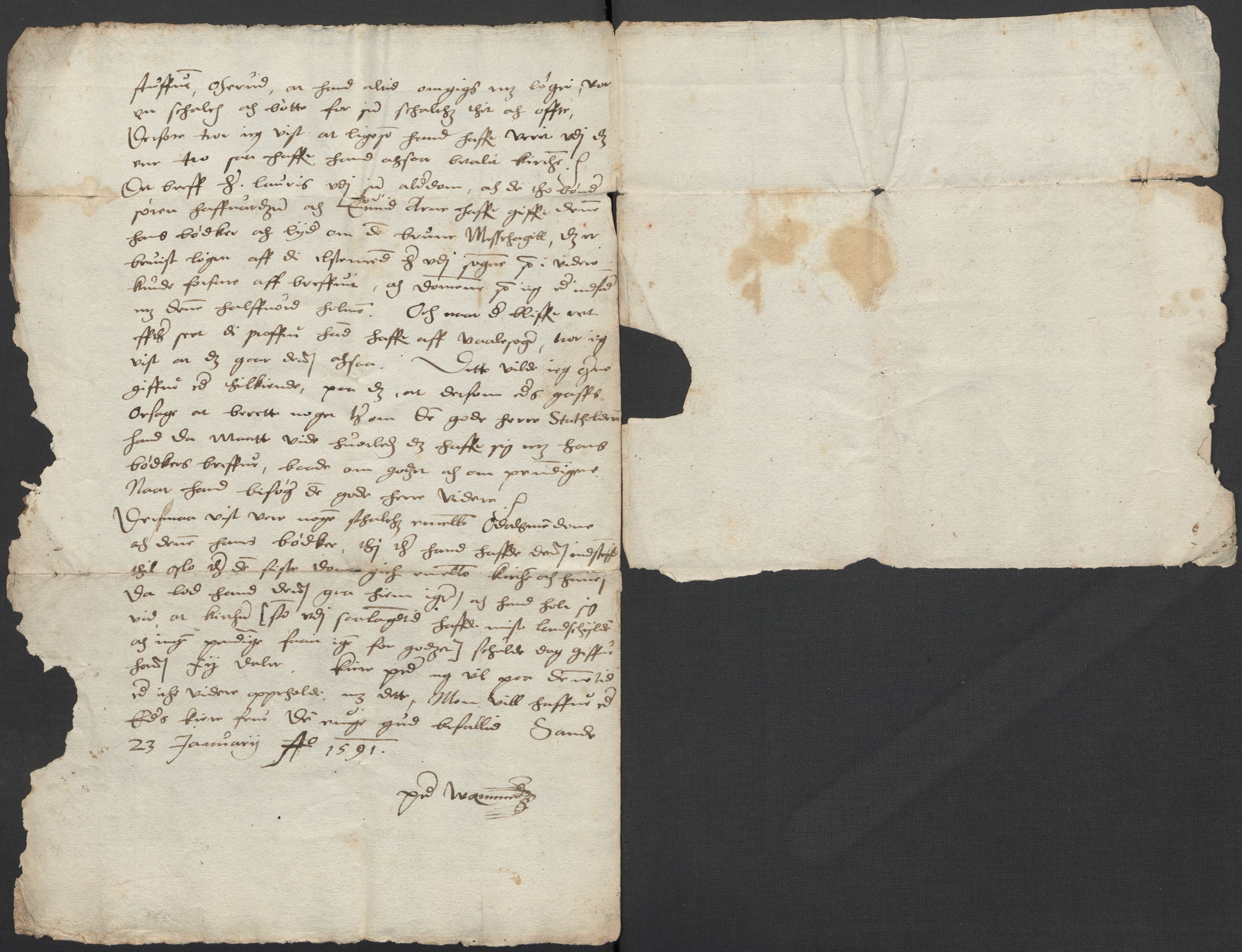 Riksarkivets diplomsamling, AV/RA-EA-5965/F02/L0093: Dokumenter, 1591, p. 23