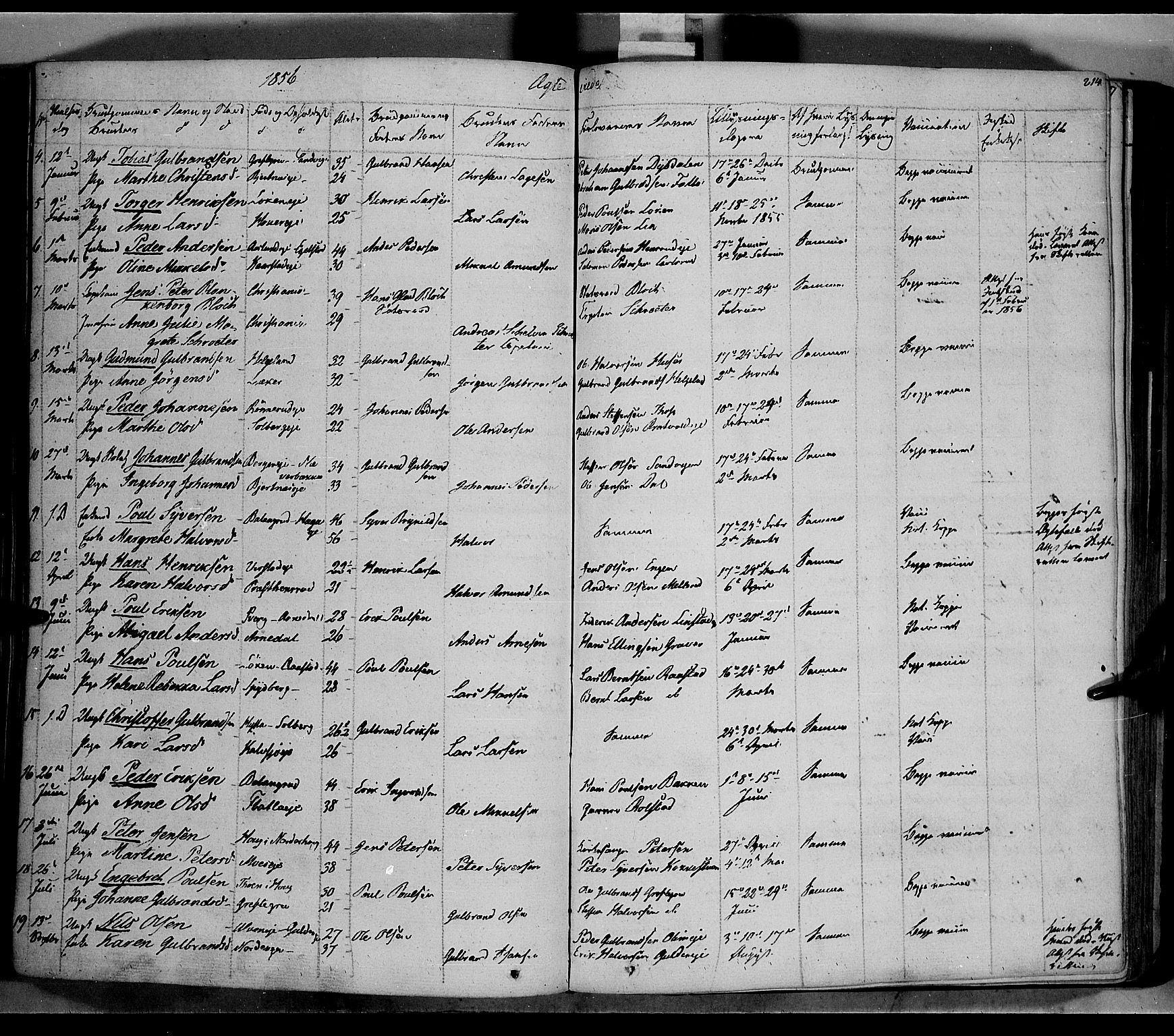Jevnaker prestekontor, SAH/PREST-116/H/Ha/Haa/L0006: Parish register (official) no. 6, 1837-1857, p. 214
