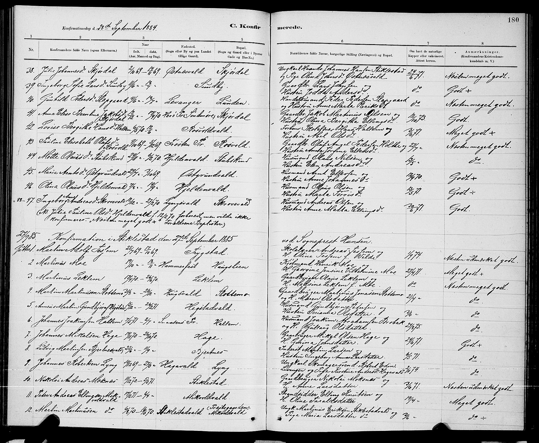 Ministerialprotokoller, klokkerbøker og fødselsregistre - Nord-Trøndelag, SAT/A-1458/723/L0256: Parish register (copy) no. 723C04, 1879-1890, p. 180