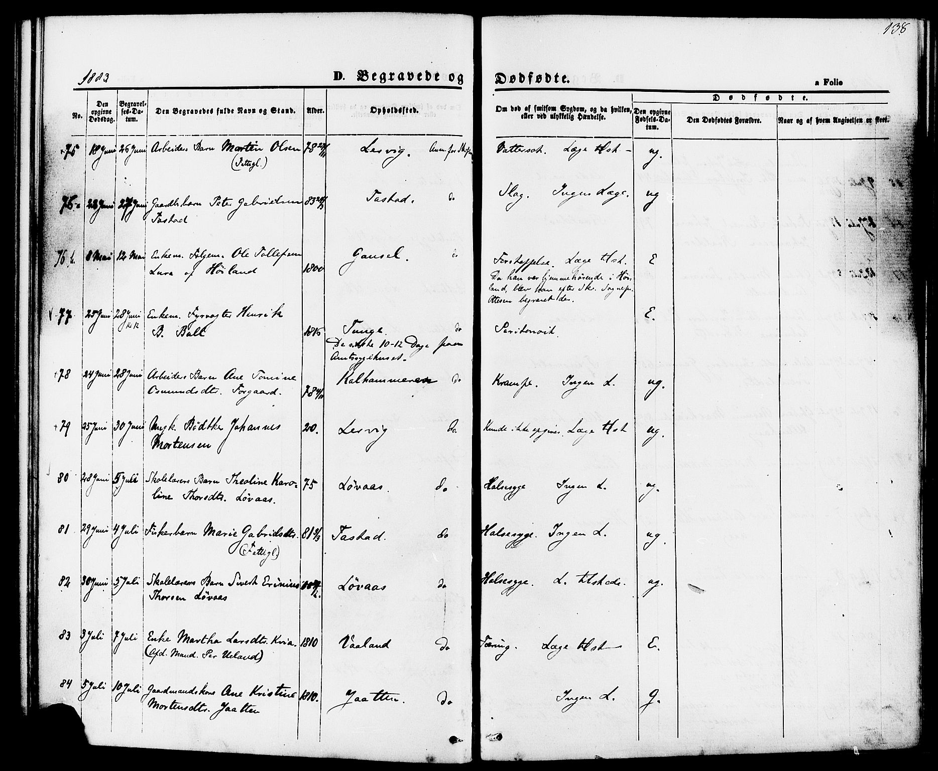 Hetland sokneprestkontor, AV/SAST-A-101826/30/30BA/L0006: Parish register (official) no. A 6, 1869-1884, p. 138