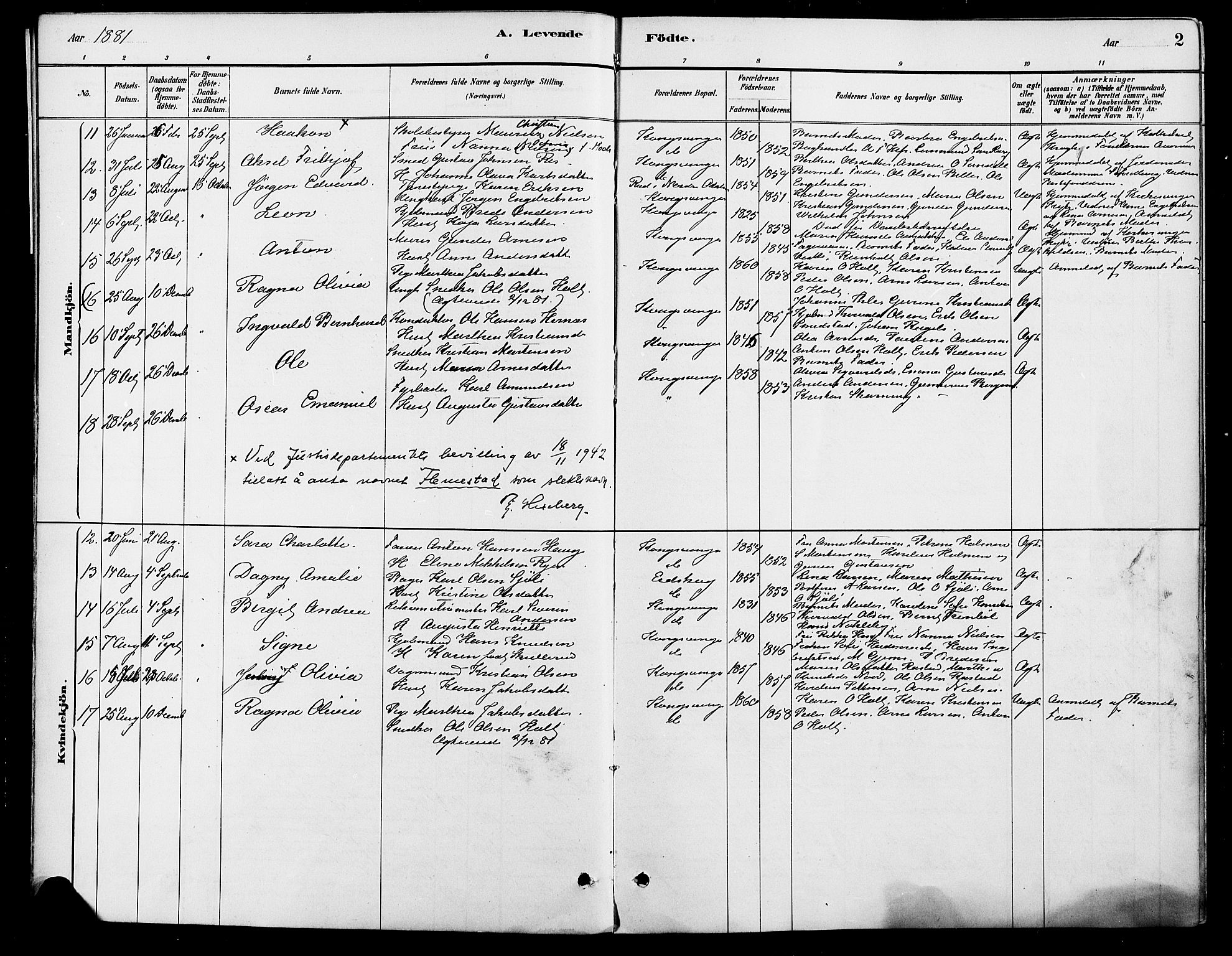 Vinger prestekontor, AV/SAH-PREST-024/H/Ha/Haa/L0013: Parish register (official) no. 13, 1881-1897, p. 2