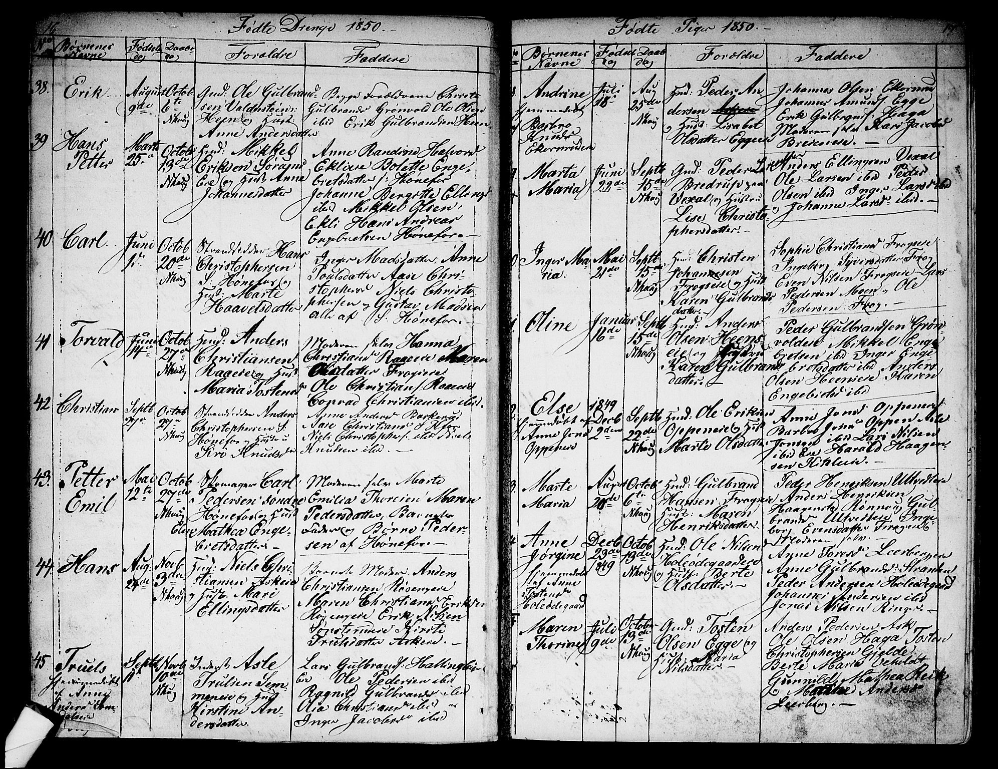 Norderhov kirkebøker, AV/SAKO-A-237/G/Ga/L0005: Parish register (copy) no. I 5, 1849-1863, p. 16-17