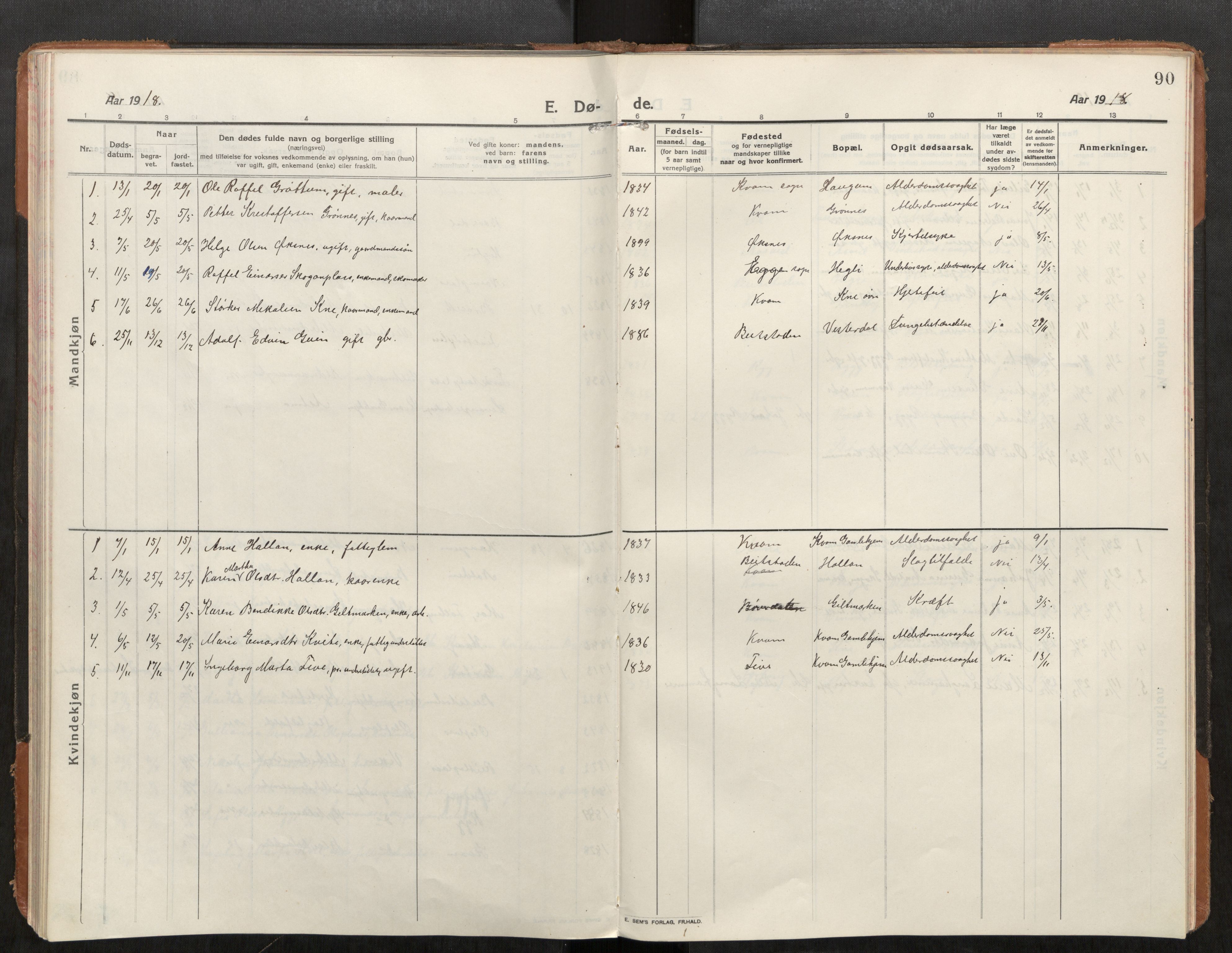 Stod sokneprestkontor, AV/SAT-A-1164/1/I/I1/I1a/L0004: Parish register (official) no. 4, 1913-1933, p. 90