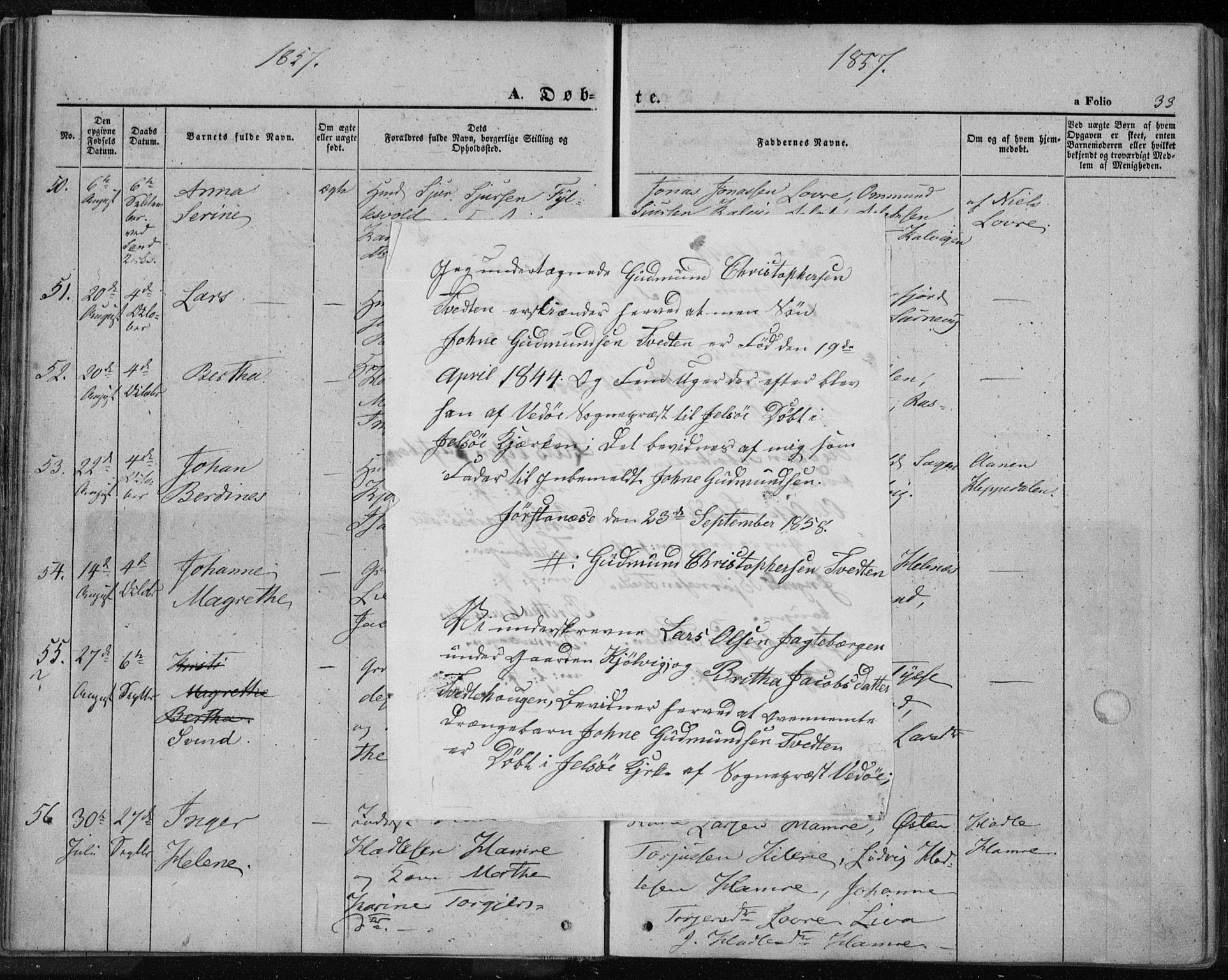Jelsa sokneprestkontor, SAST/A-101842/01/IV: Parish register (official) no. A 7, 1854-1866, p. 33