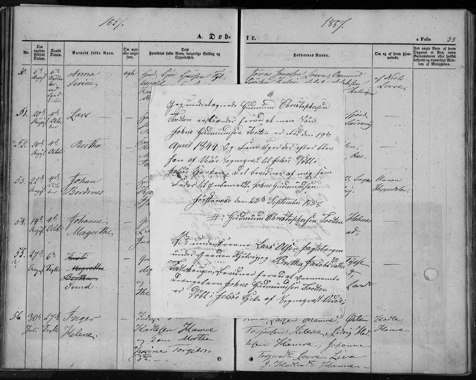 Jelsa sokneprestkontor, AV/SAST-A-101842/01/IV: Parish register (official) no. A 7, 1854-1866, p. 33