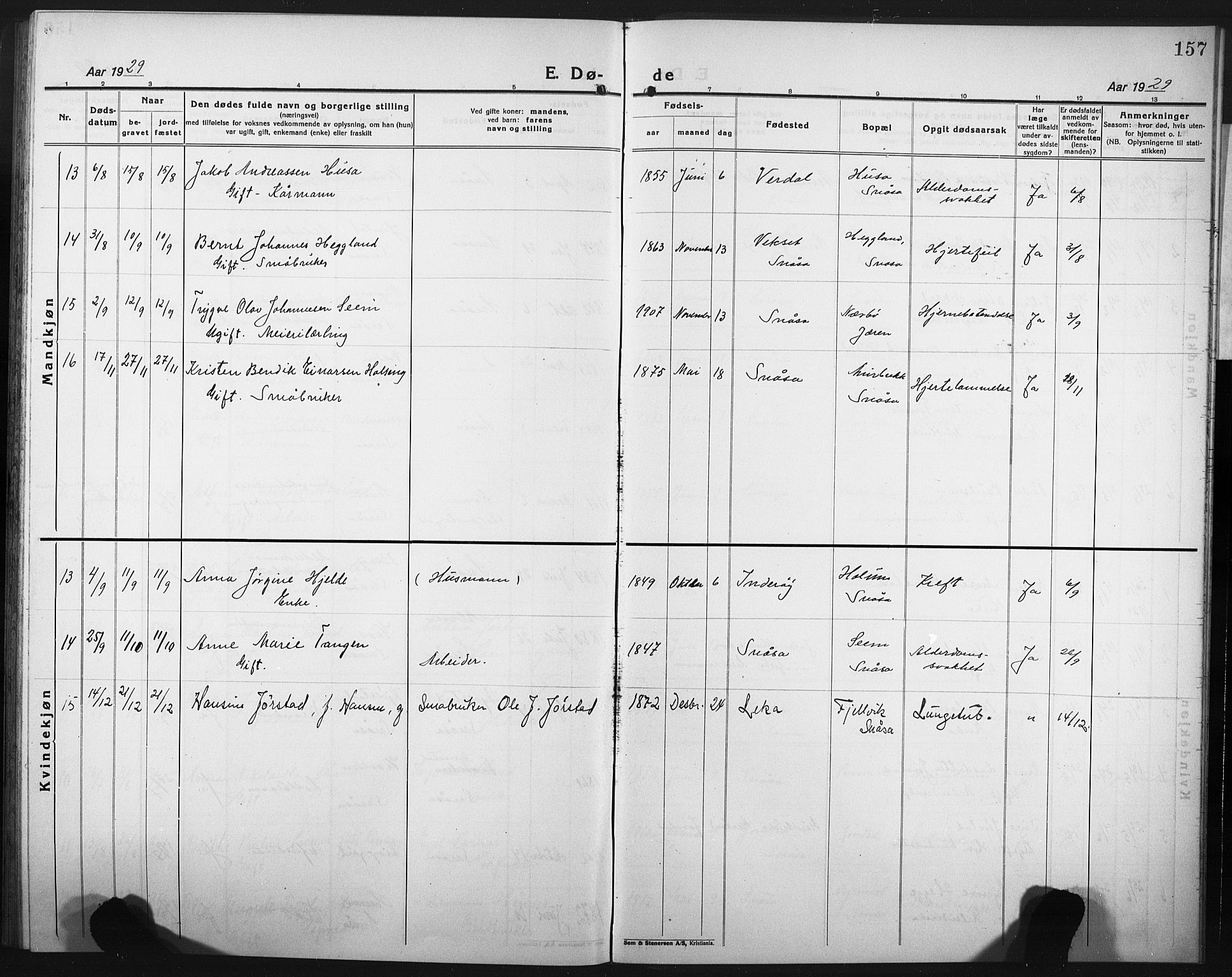 Ministerialprotokoller, klokkerbøker og fødselsregistre - Nord-Trøndelag, SAT/A-1458/749/L0480: Parish register (copy) no. 749C02, 1924-1932, p. 157
