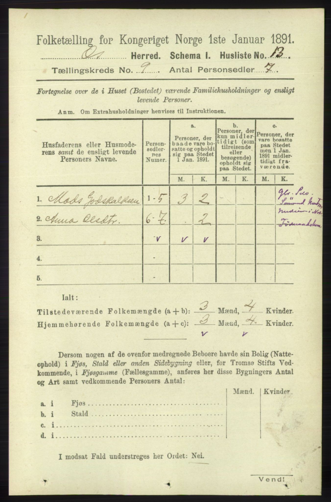 RA, 1891 census for 1243 Os, 1891, p. 1917