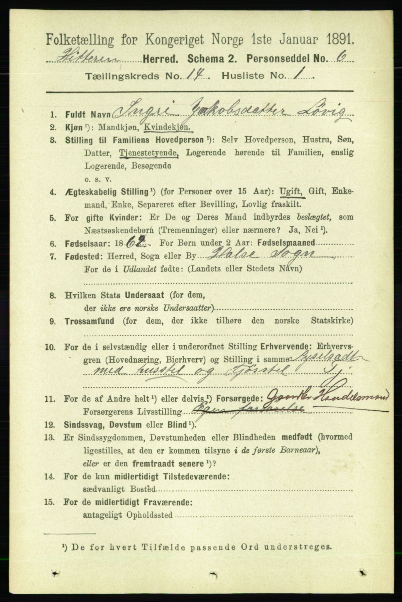 RA, 1891 census for 1617 Hitra, 1891, p. 2981