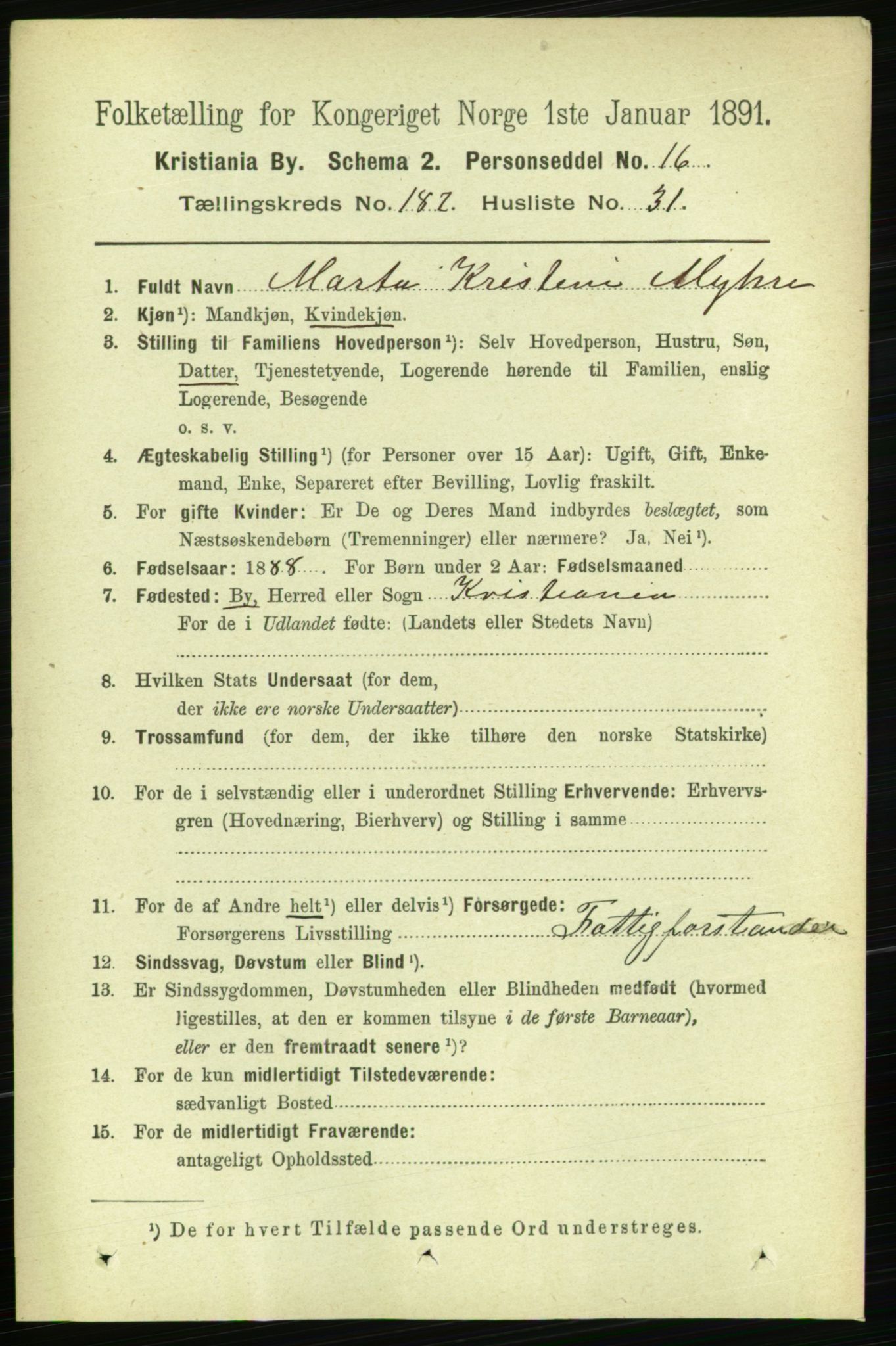 RA, 1891 census for 0301 Kristiania, 1891, p. 112440