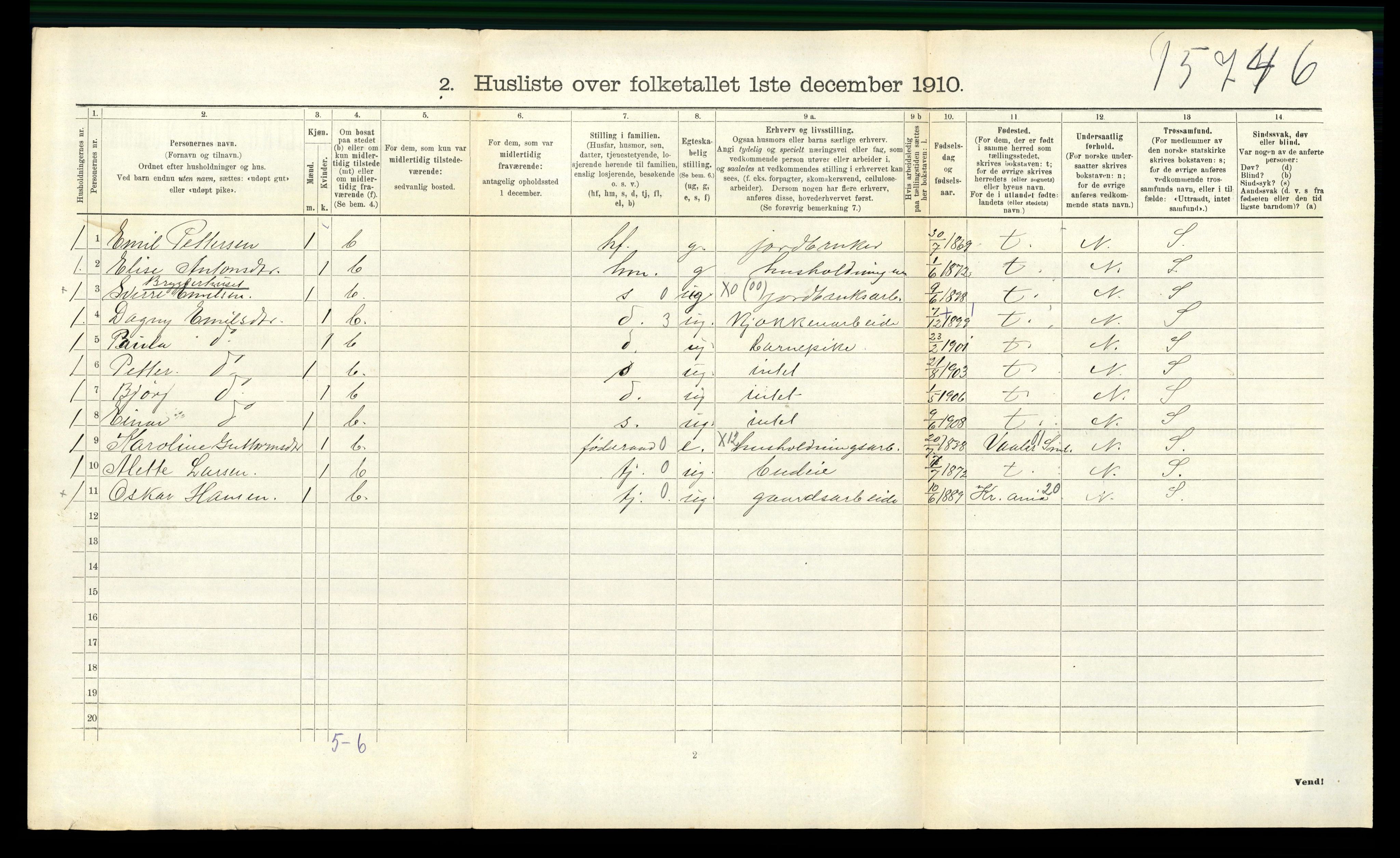 RA, 1910 census for Spydeberg, 1910, p. 570