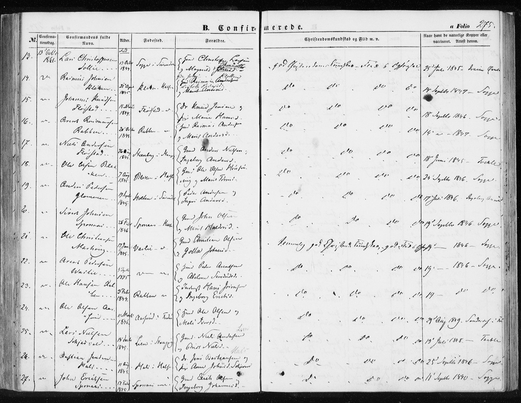 Ministerialprotokoller, klokkerbøker og fødselsregistre - Møre og Romsdal, AV/SAT-A-1454/576/L0883: Parish register (official) no. 576A01, 1849-1865, p. 275