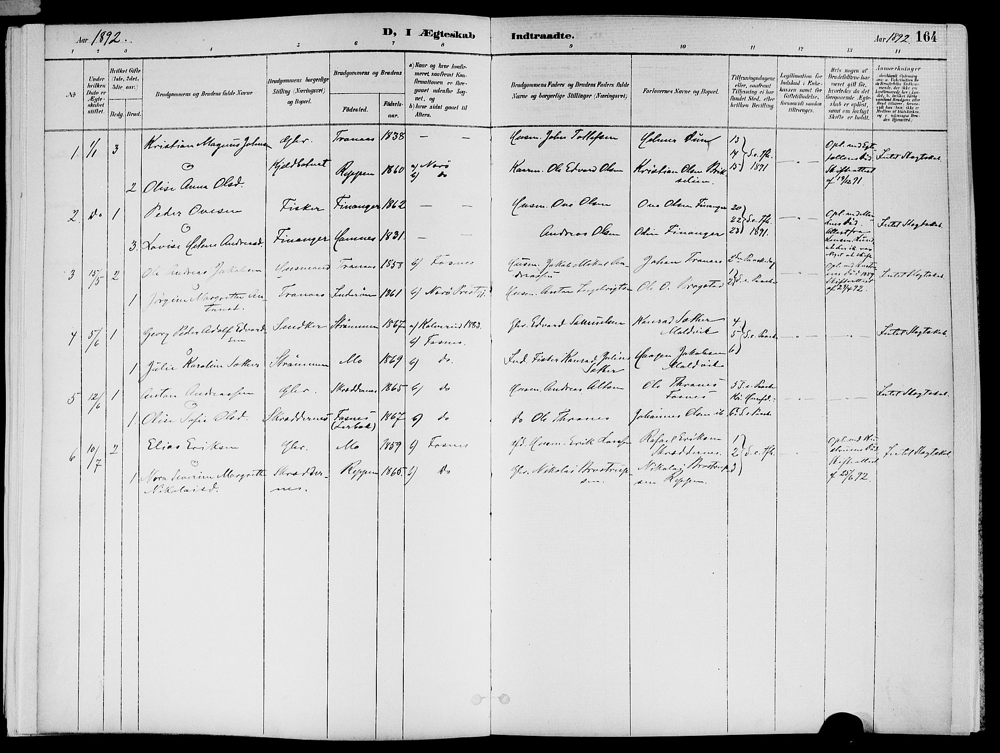 Ministerialprotokoller, klokkerbøker og fødselsregistre - Nord-Trøndelag, SAT/A-1458/773/L0617: Parish register (official) no. 773A08, 1887-1910, p. 164