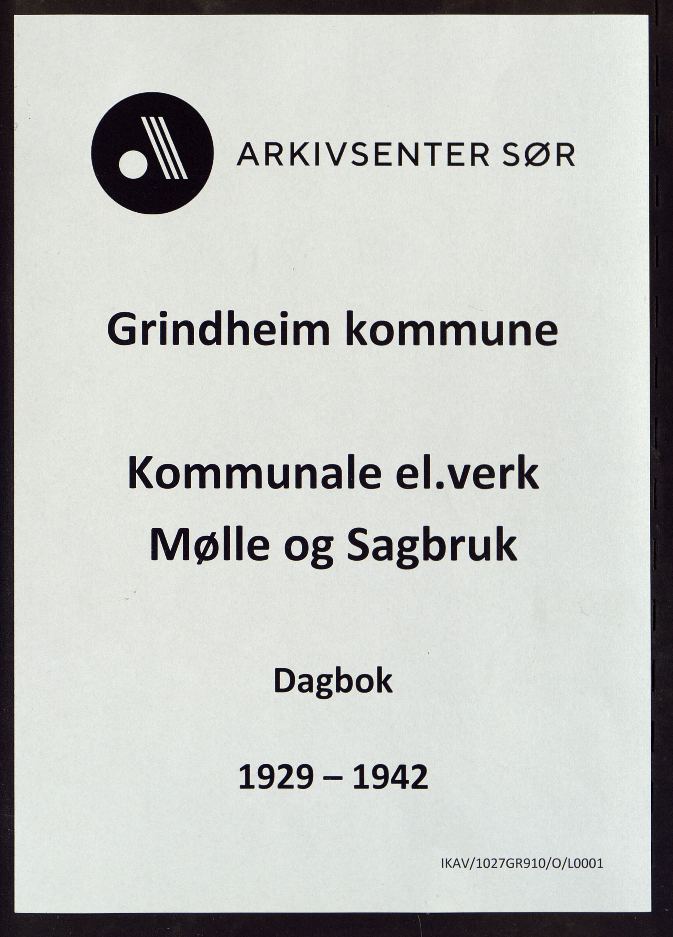 Grindheim kommune - Grindheim Kommunale El.Verk (T.O.M. 1928)/ Grindheim Kommunale Mølle og Sagbruk (Fra 1929), ARKSOR/1027GR910/O/L0001: Dagbok mølla, 1929-1942