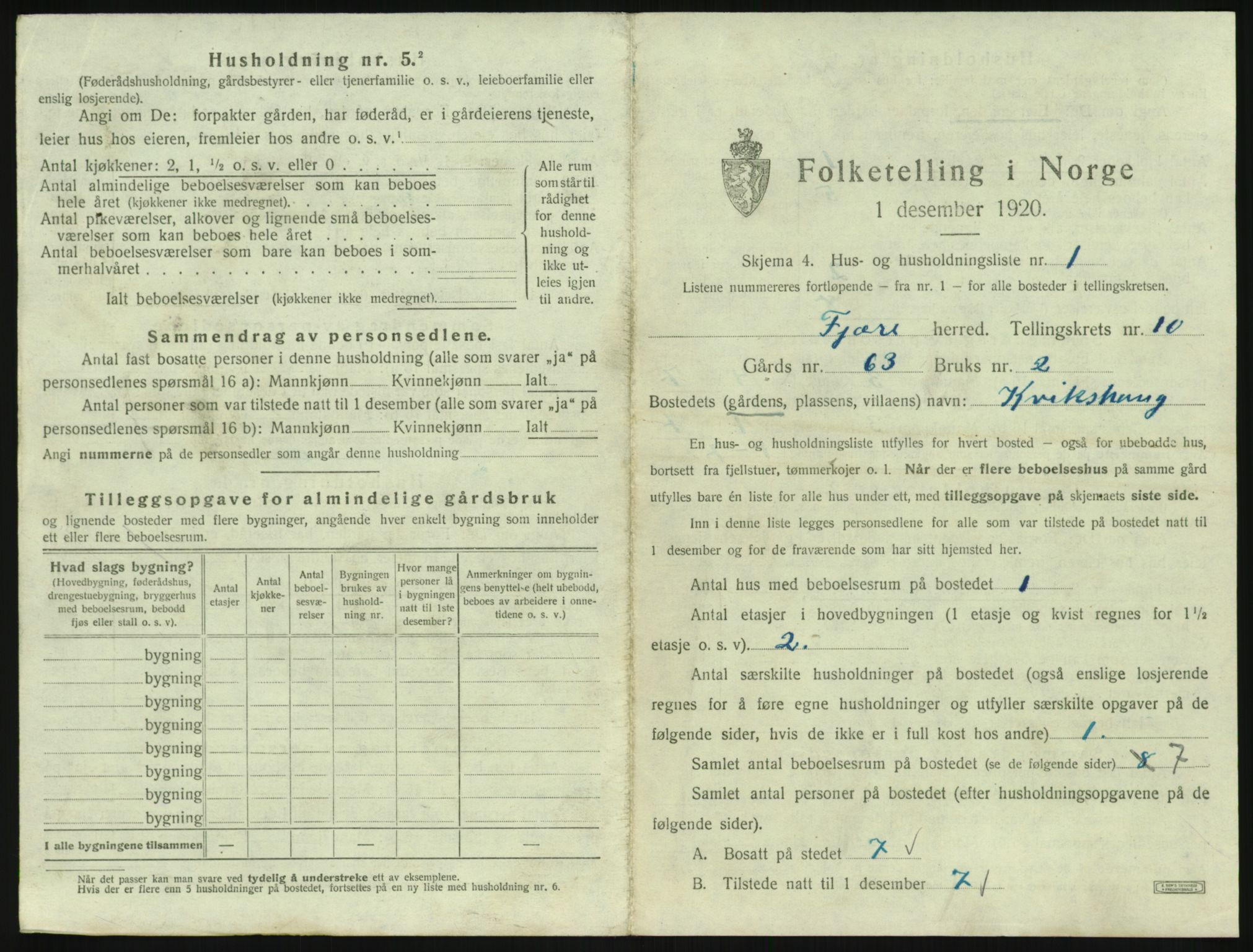 SAK, 1920 census for Fjære, 1920, p. 1899