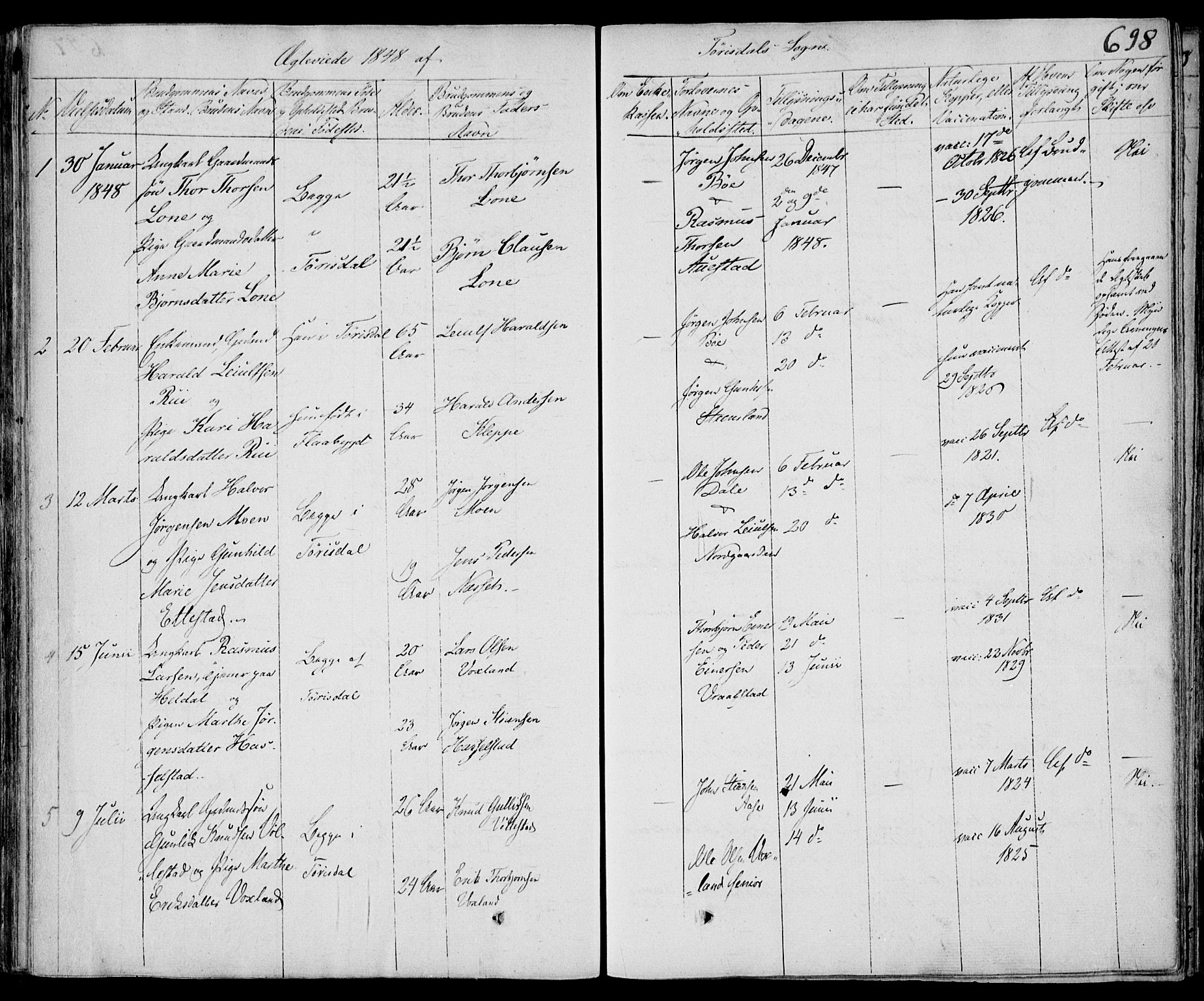 Drangedal kirkebøker, SAKO/A-258/F/Fa/L0007b: Parish register (official) no. 7b, 1837-1856, p. 698