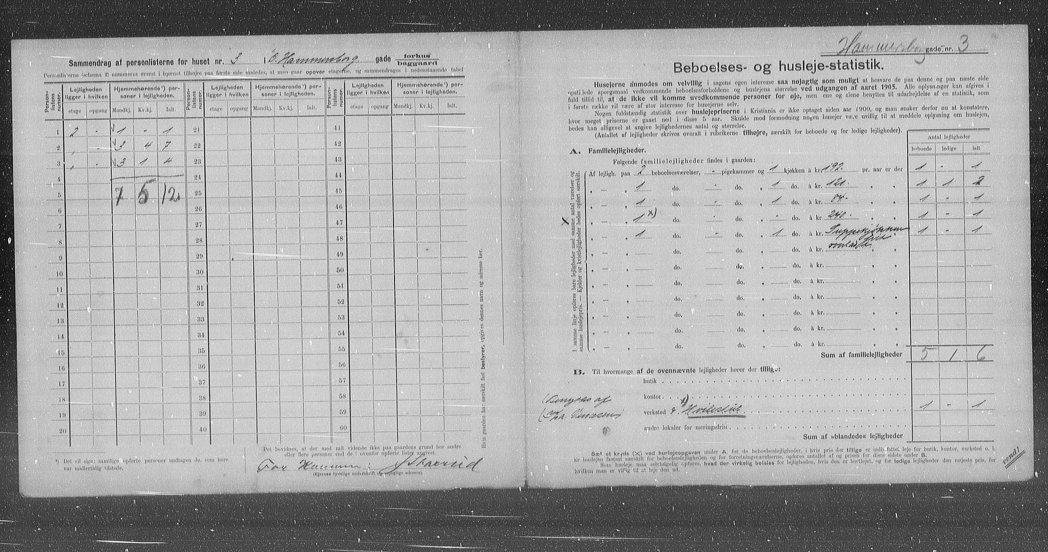 OBA, Municipal Census 1905 for Kristiania, 1905, p. 68257