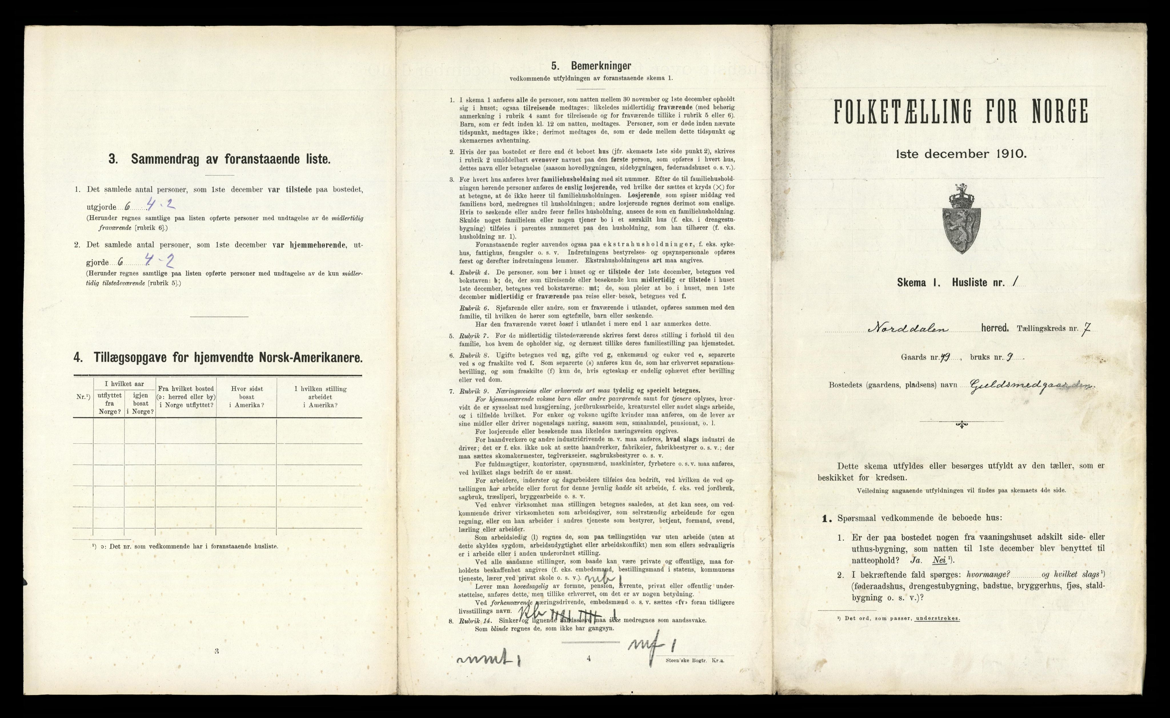 RA, 1910 census for Norddal, 1910, p. 557