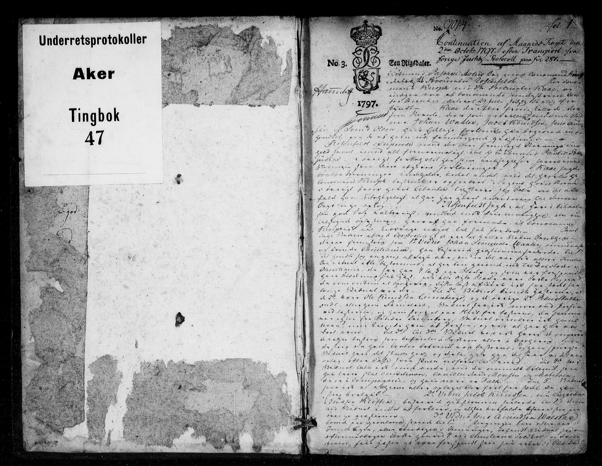 Aker sorenskriveri, SAO/A-10895/F/Fb/L0047: Tingbok, 1797-1805, p. 0b-1a