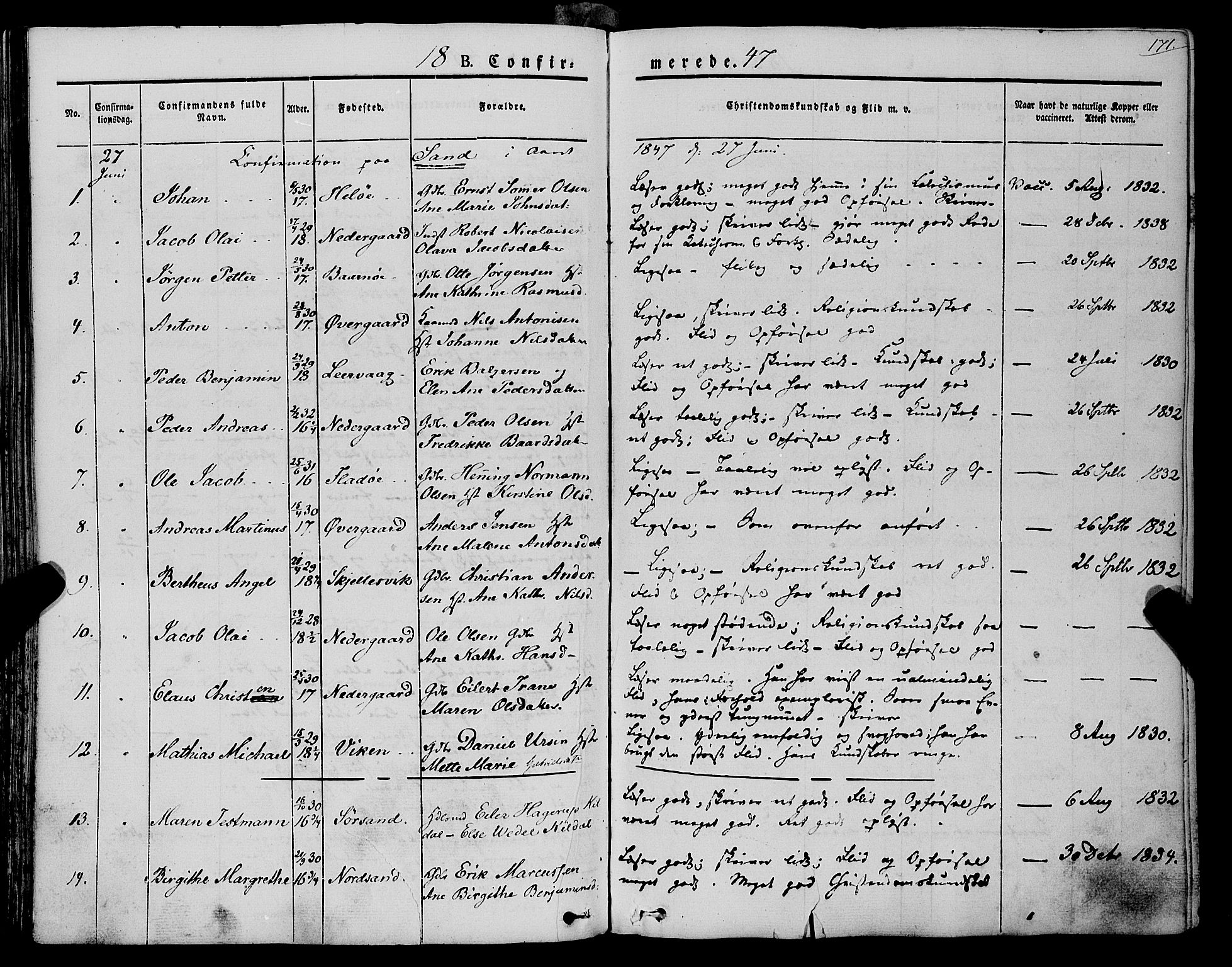 Trondenes sokneprestkontor, SATØ/S-1319/H/Ha/L0009kirke: Parish register (official) no. 9, 1841-1852, p. 171