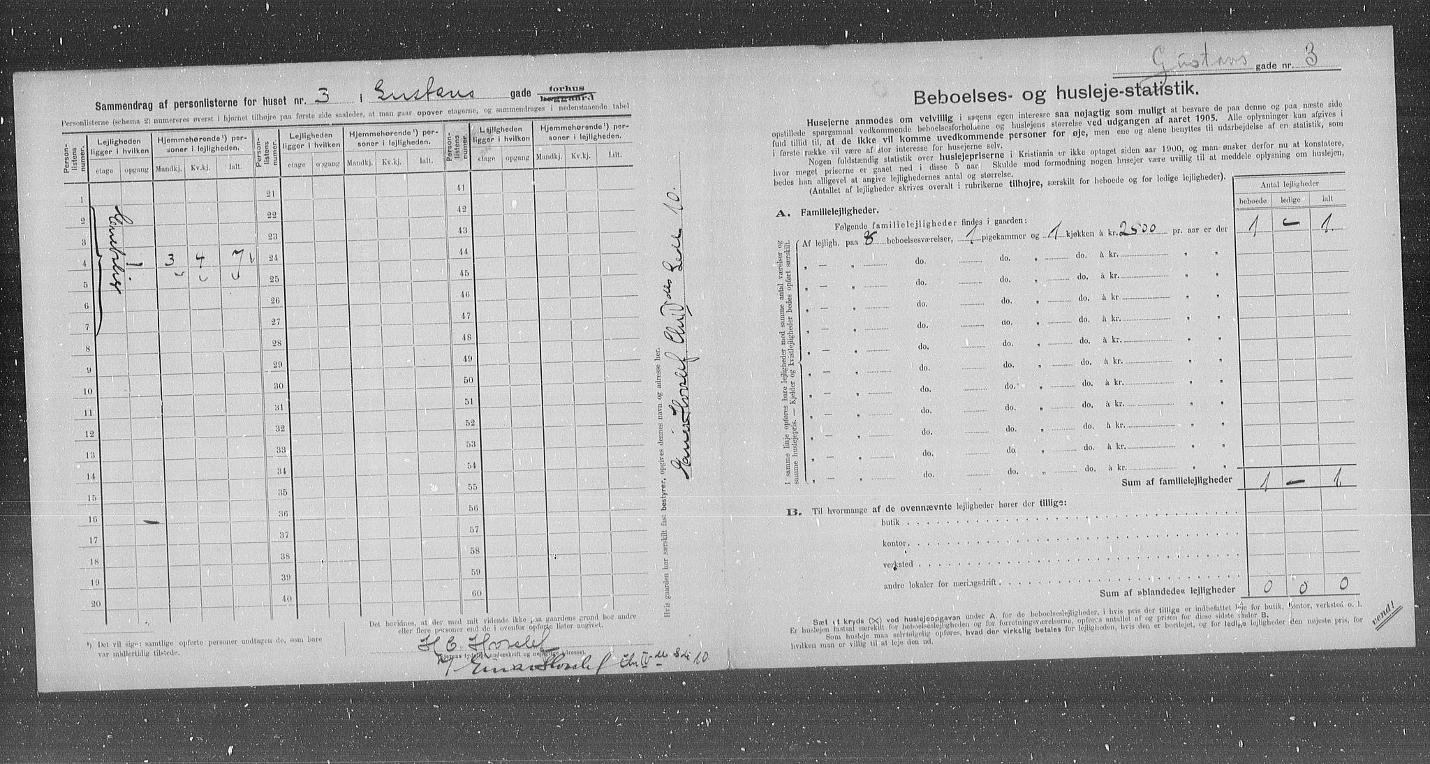 OBA, Municipal Census 1905 for Kristiania, 1905, p. 17069