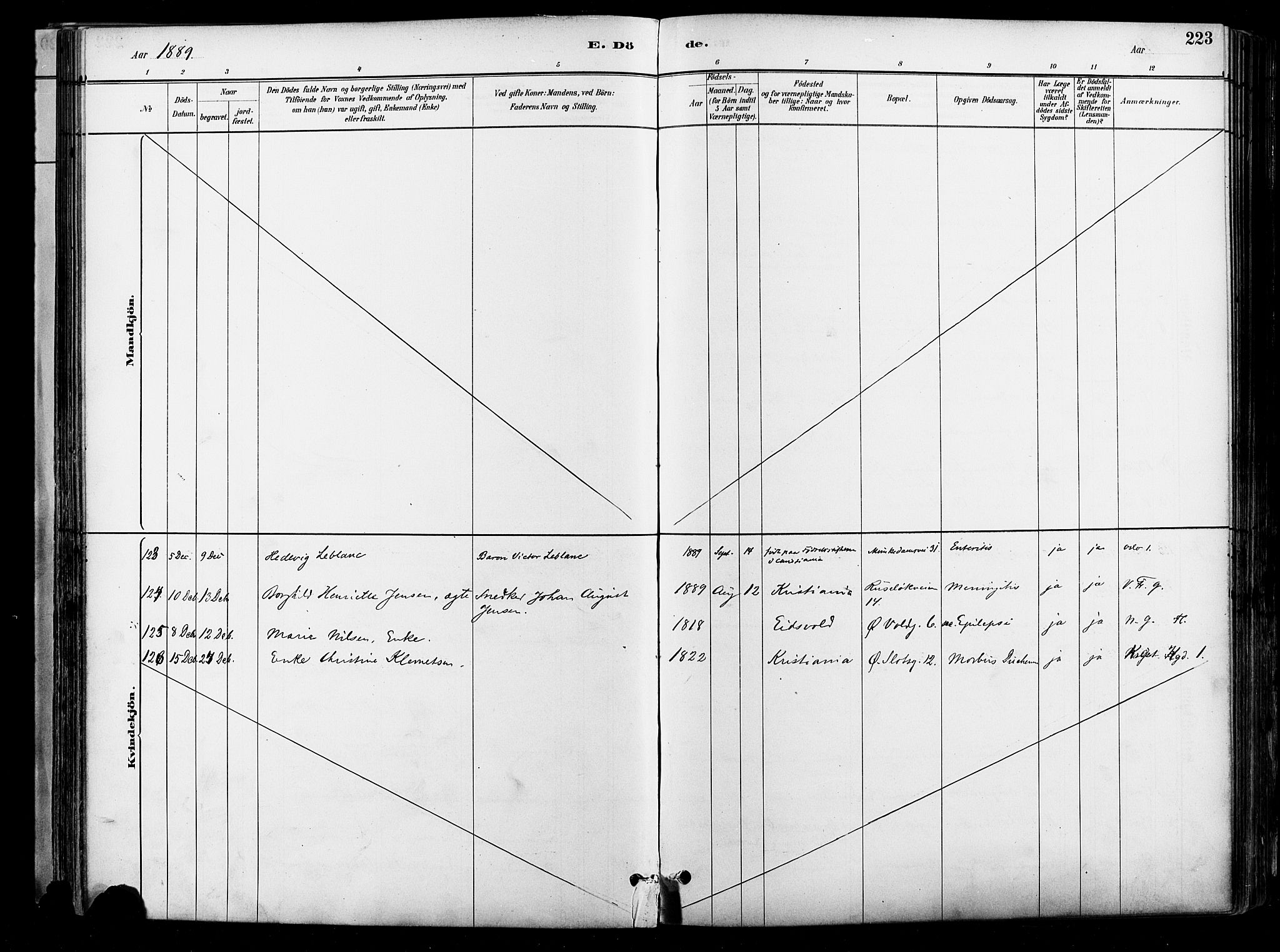 Johannes prestekontor Kirkebøker, AV/SAO-A-10852/F/Fa/L0004: Parish register (official) no. 4, 1883-1907, p. 223