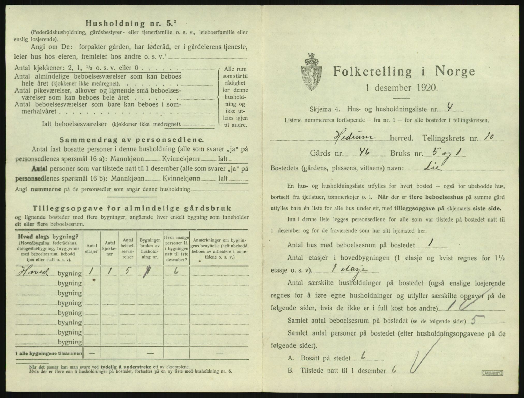SAKO, 1920 census for Hedrum, 1920, p. 909