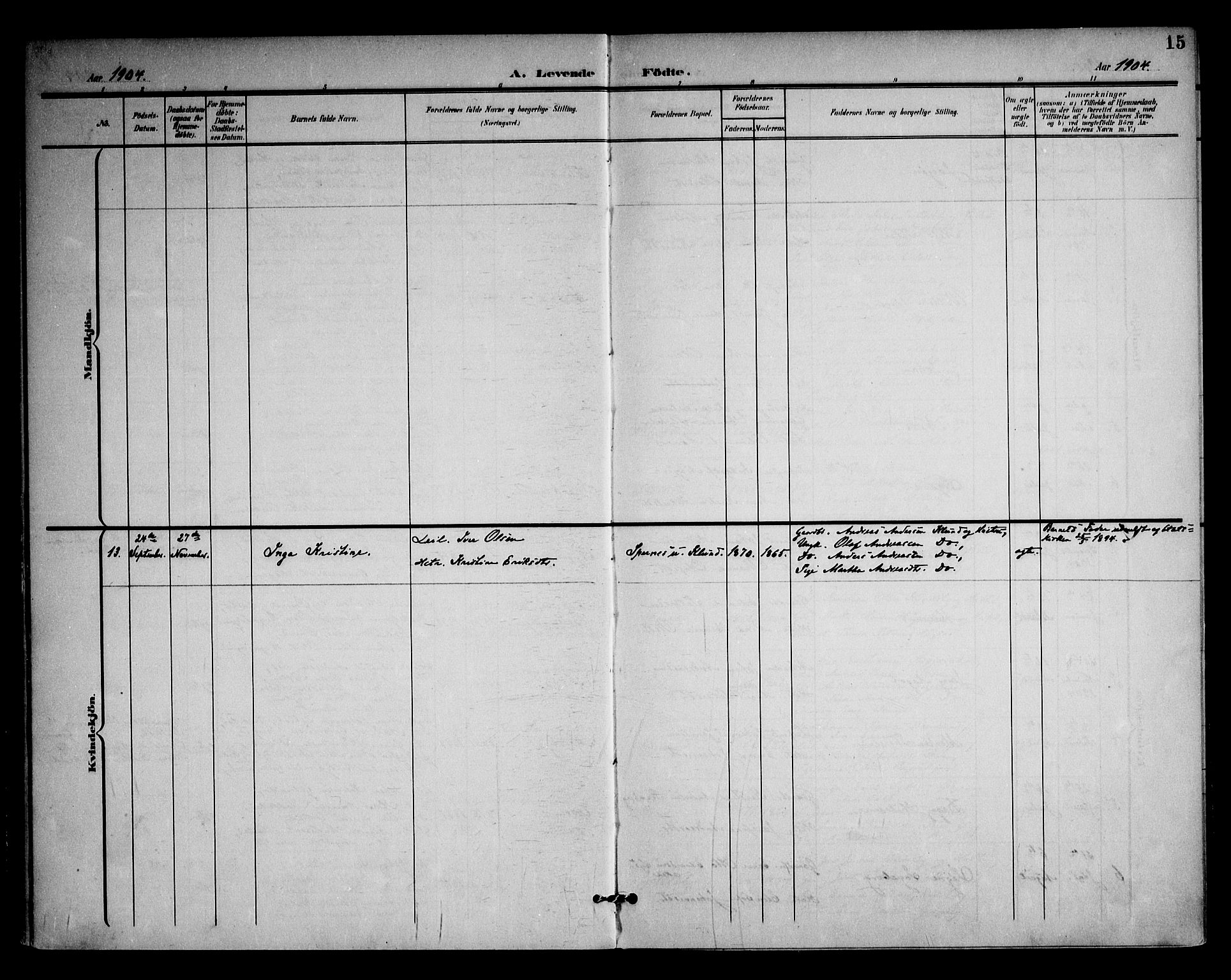 Rødenes prestekontor Kirkebøker, SAO/A-2005/F/Fa/L0011: Parish register (official) no. I 11, 1901-1910, p. 15