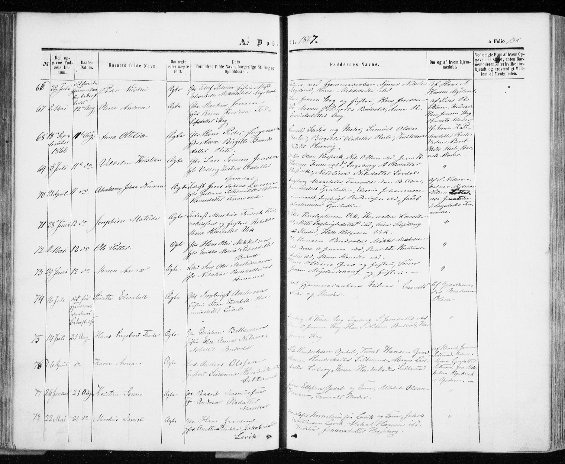Ibestad sokneprestembete, AV/SATØ-S-0077/H/Ha/Haa/L0009kirke: Parish register (official) no. 9, 1859-1868, p. 138