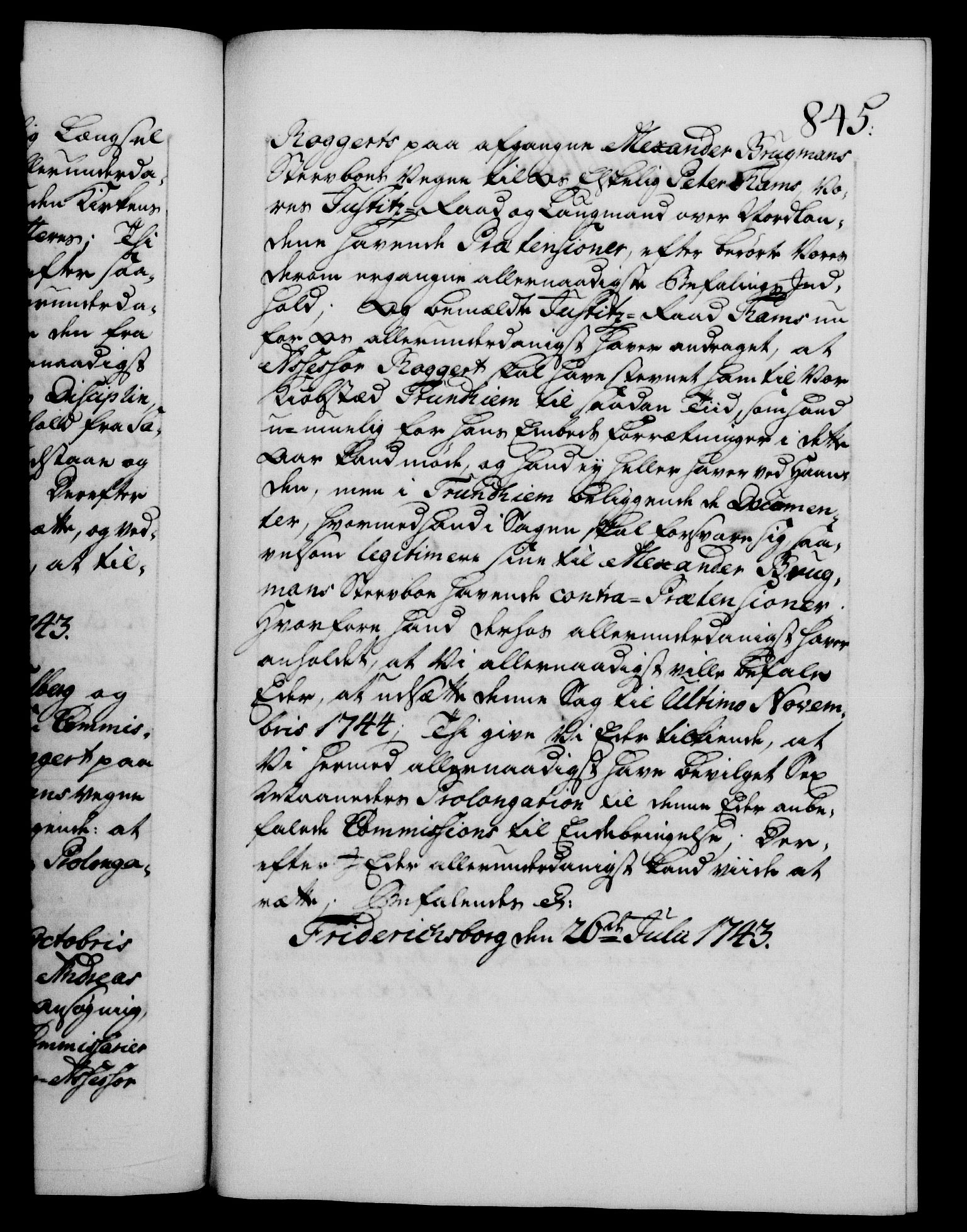 Danske Kanselli 1572-1799, RA/EA-3023/F/Fc/Fca/Fcab/L0029: Norske tegnelser, 1741-1743, p. 845a