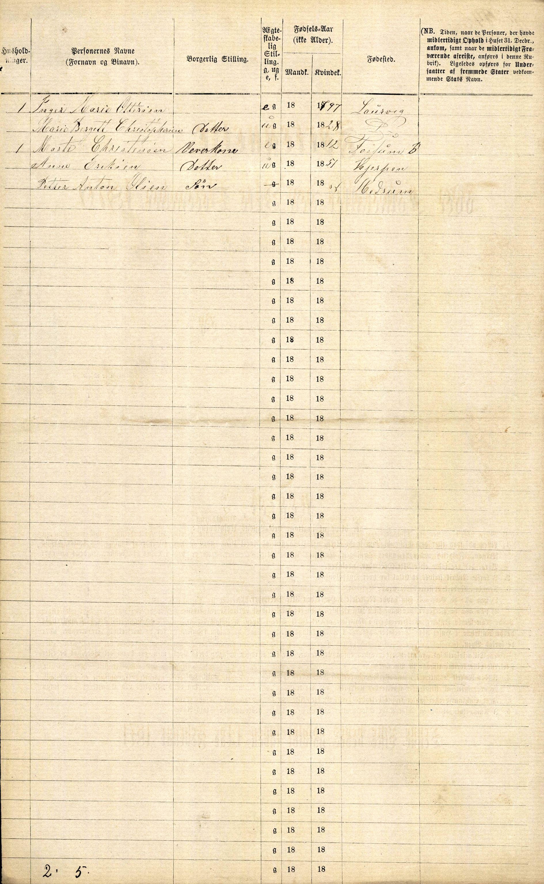 RA, 1870 census for 0707 Larvik, 1870, p. 606